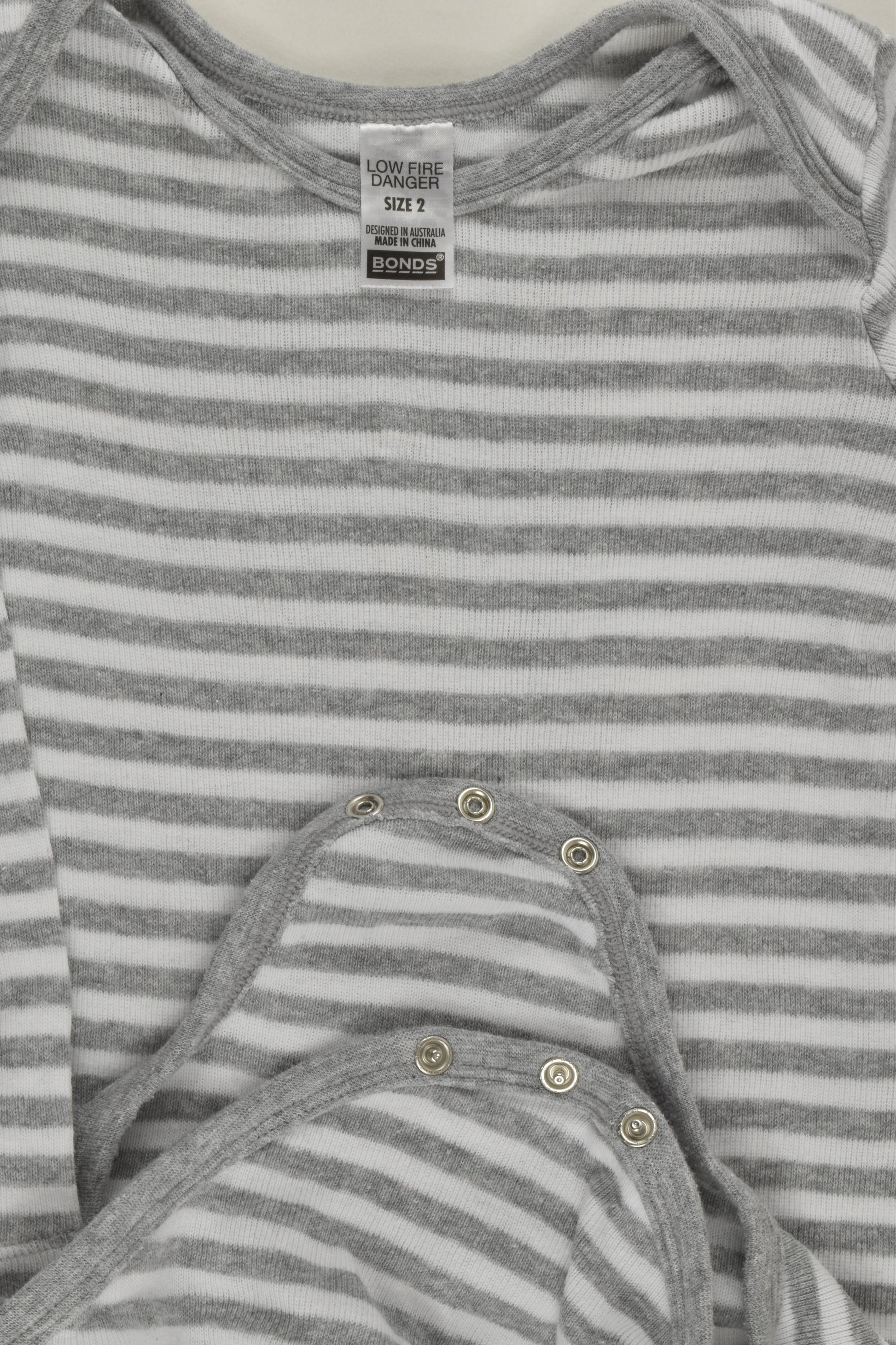 Bonds Size 2 Striped Ribbed Bodysuit