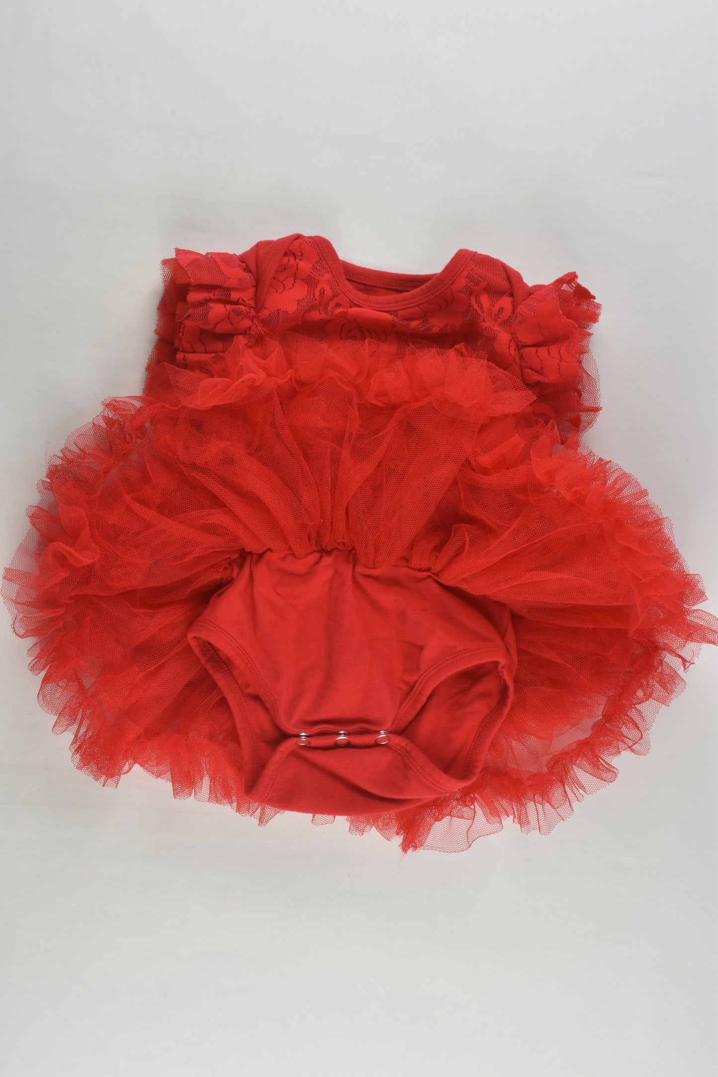 Brand Unknown Size 00 Red Lace and Tutu Bodysuit
