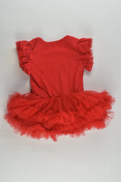 Brand Unknown Size 00 Red Lace and Tutu Bodysuit