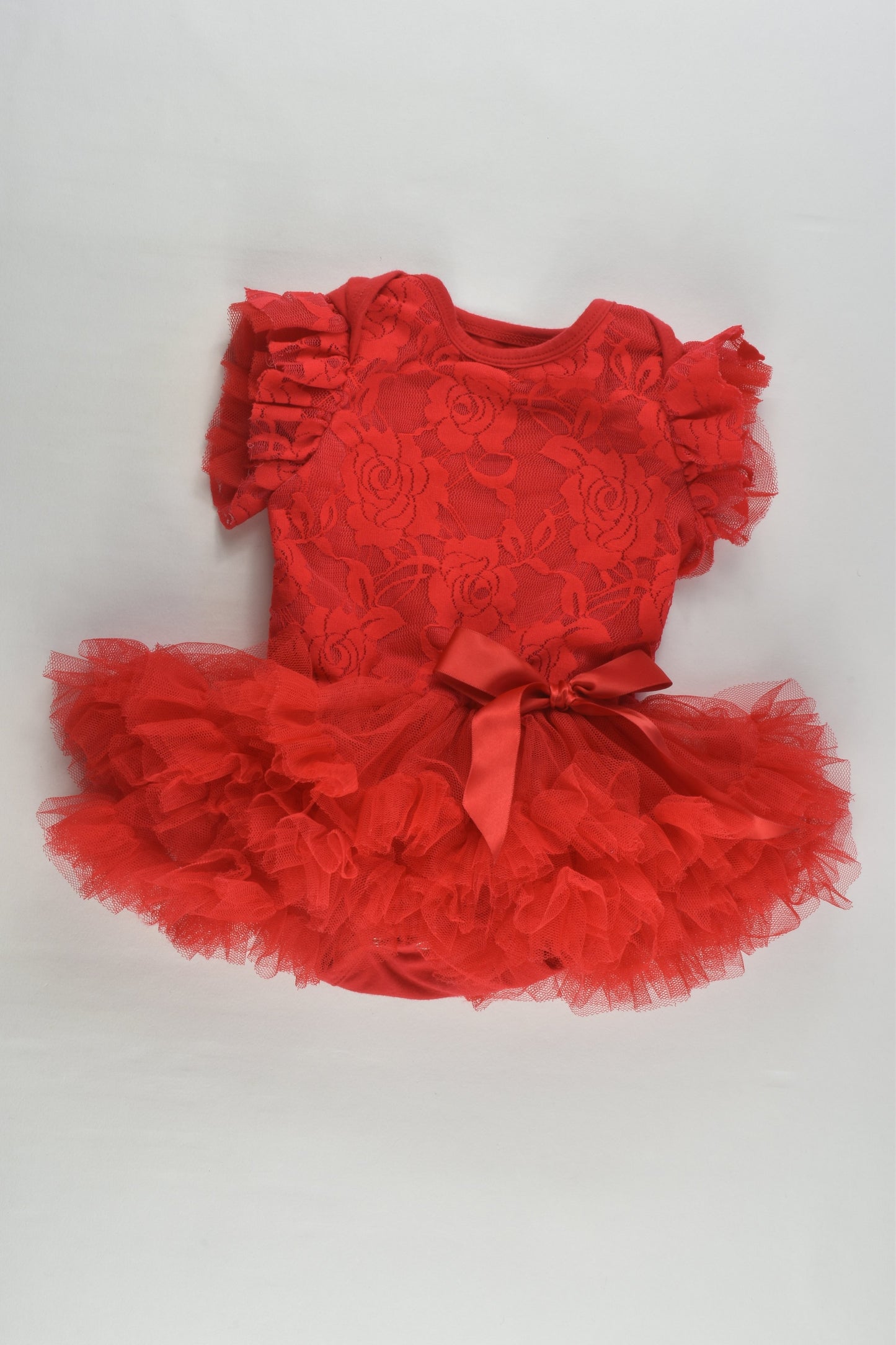 Brand Unknown Size 00 Red Lace and Tutu Bodysuit
