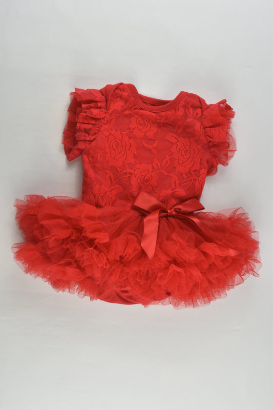 Brand Unknown Size 00 Red Lace and Tutu Bodysuit