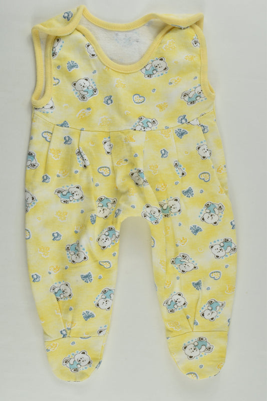 Brand Unknown Size 0000 Teddy Bears Footed Overalls