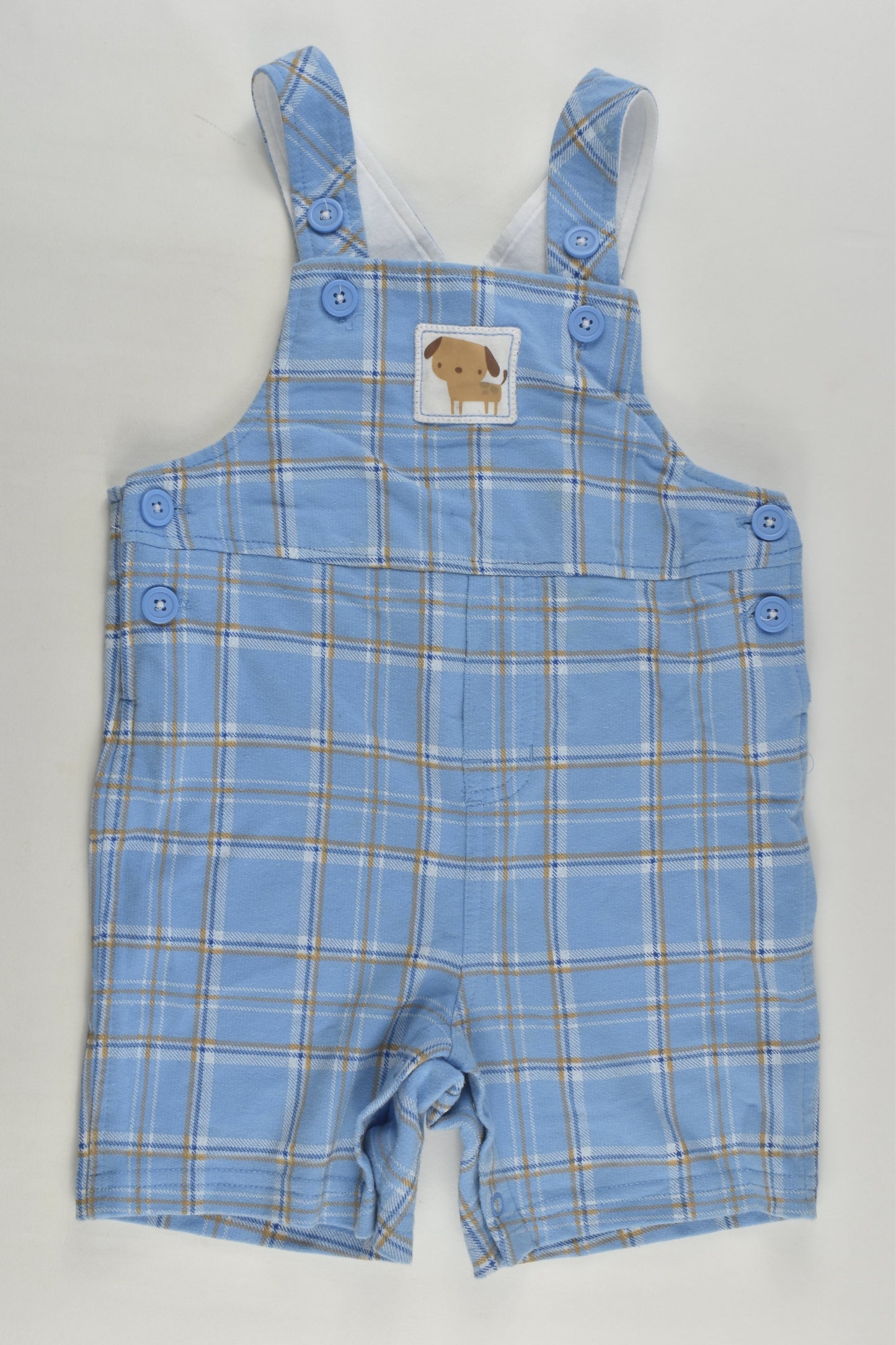 Brand Unknown Size 1 (18 months) Dog Checked Short Overalls