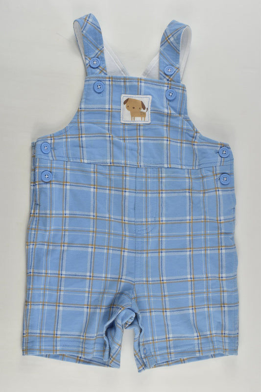 Brand Unknown Size 1 (18 months) Dog Checked Short Overalls