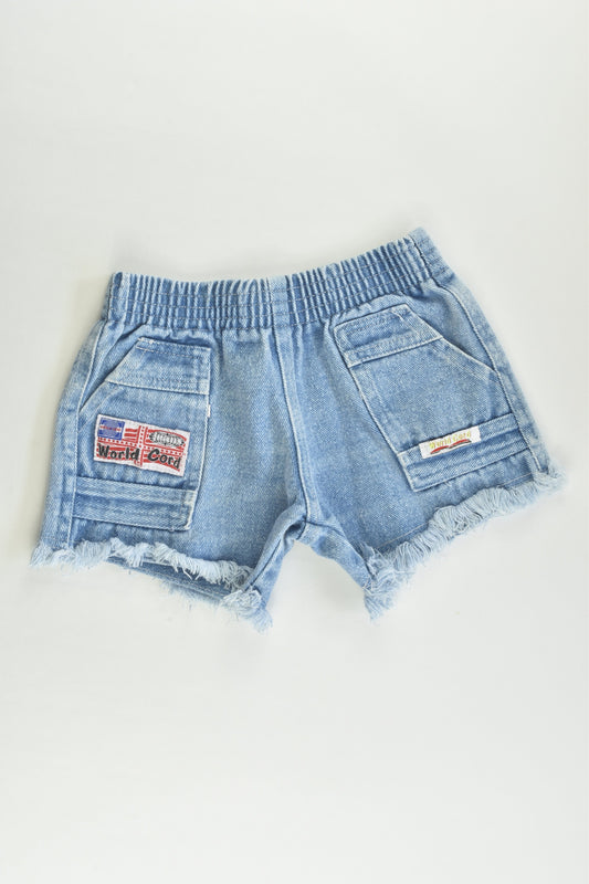 Brand Unknown Size approx 1 Vintage Style 'World Cord' Denim Shorts