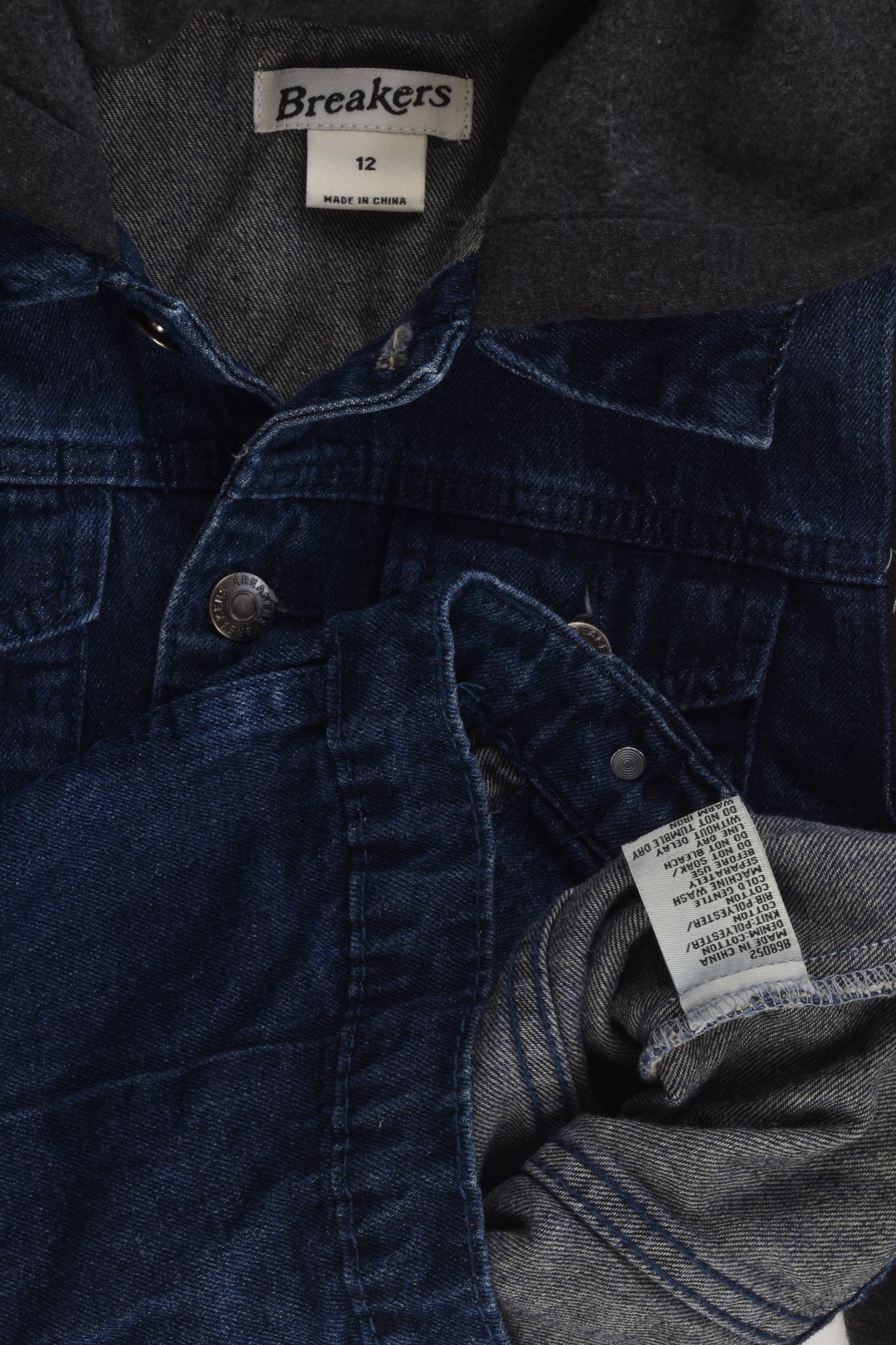 Breakers Size 12 Hooded Denim Jacket