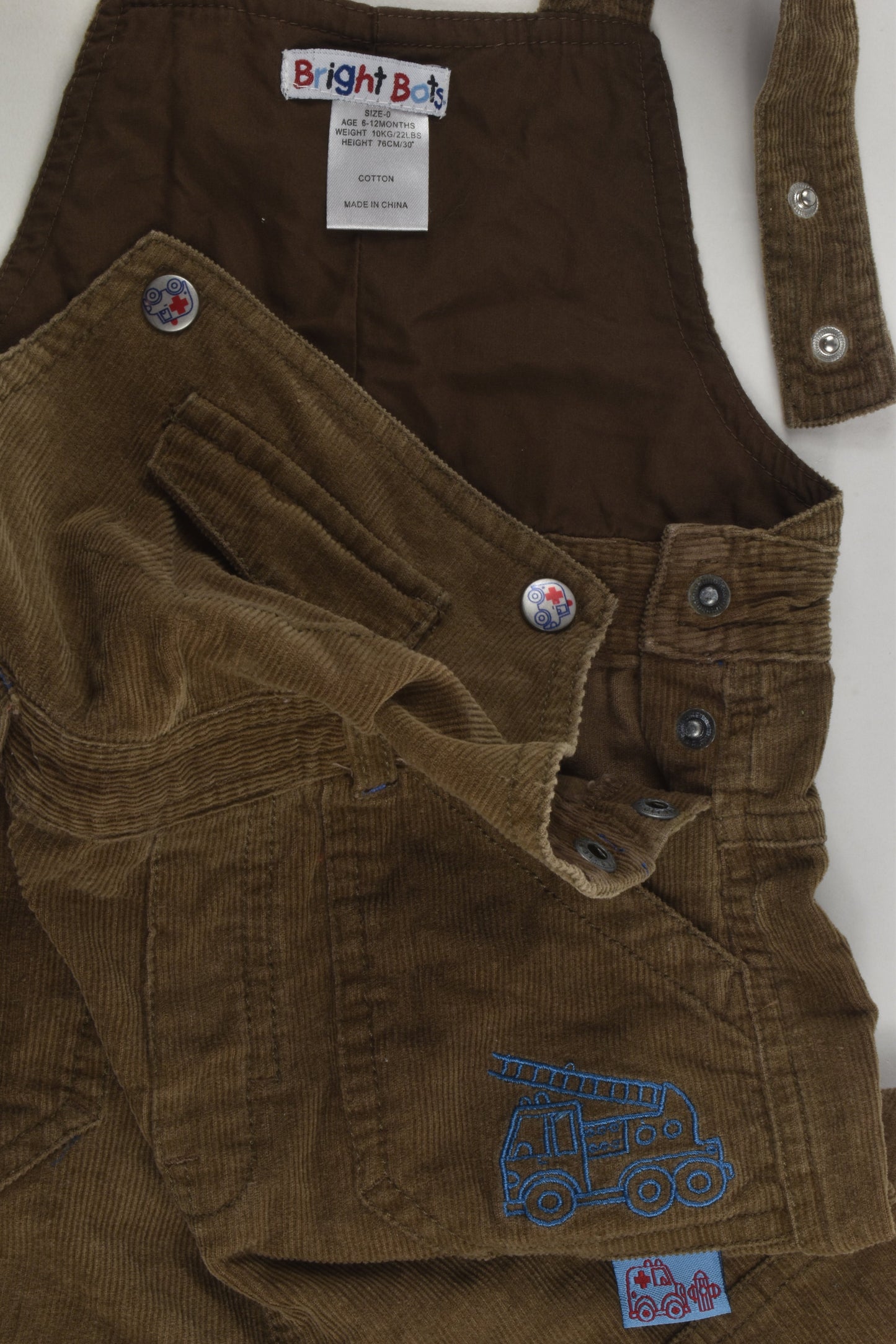 Bright Bots Size 0 Cord Overalls