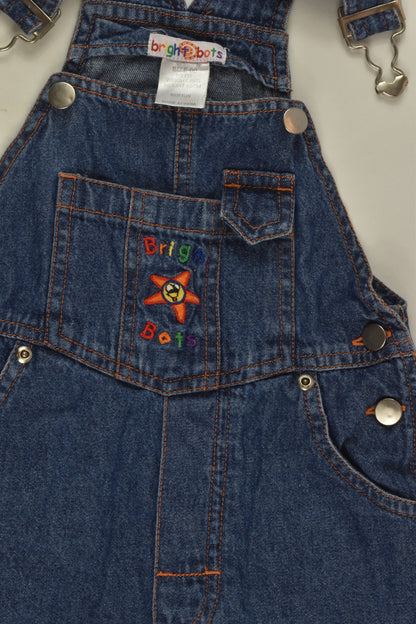 Bright Bots Size 00 Short Denim Overalls