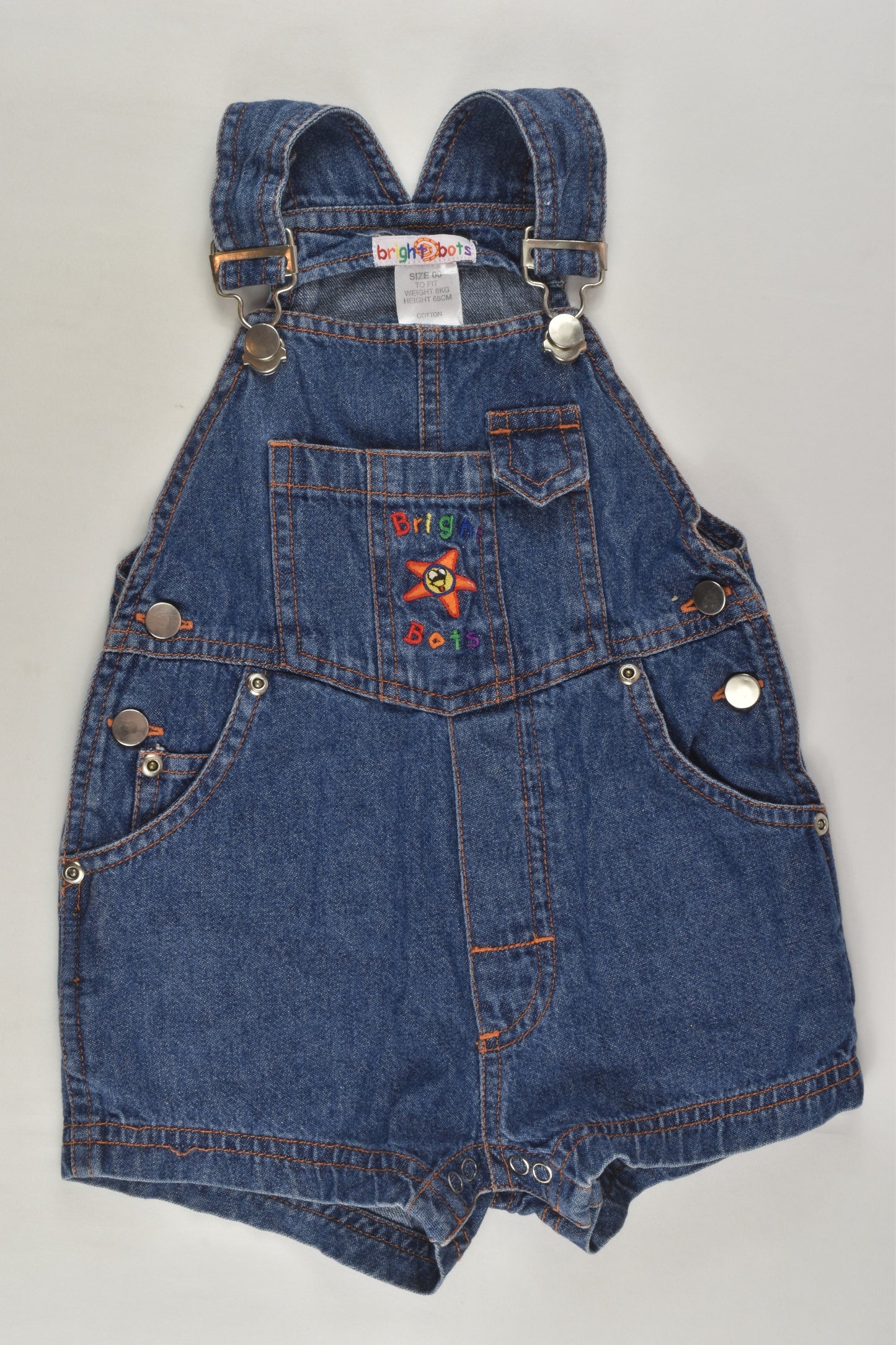 Bright Bots Size 00 Short Denim Overalls
