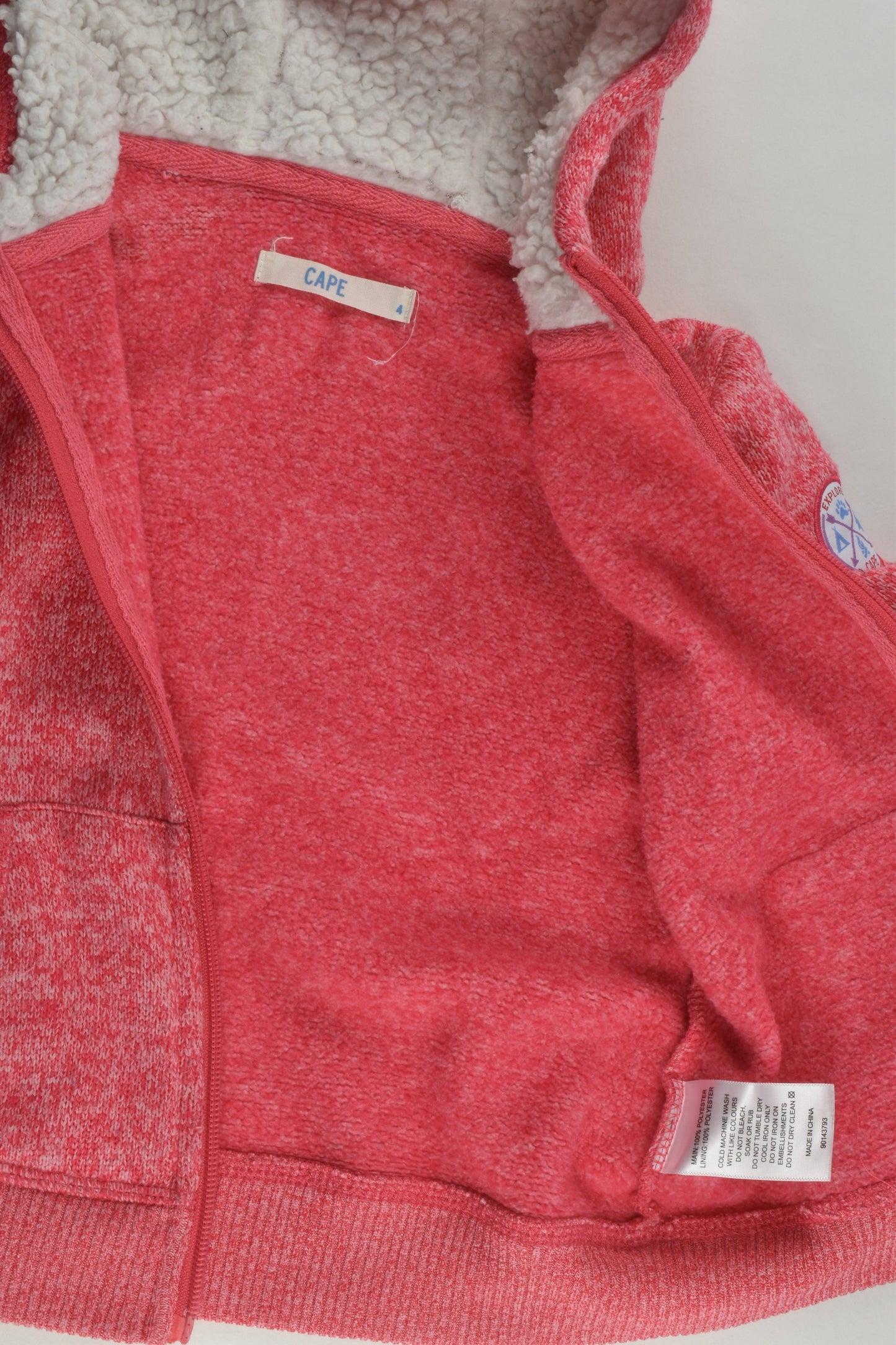 Cape Size 4 Pink Zip Jumper