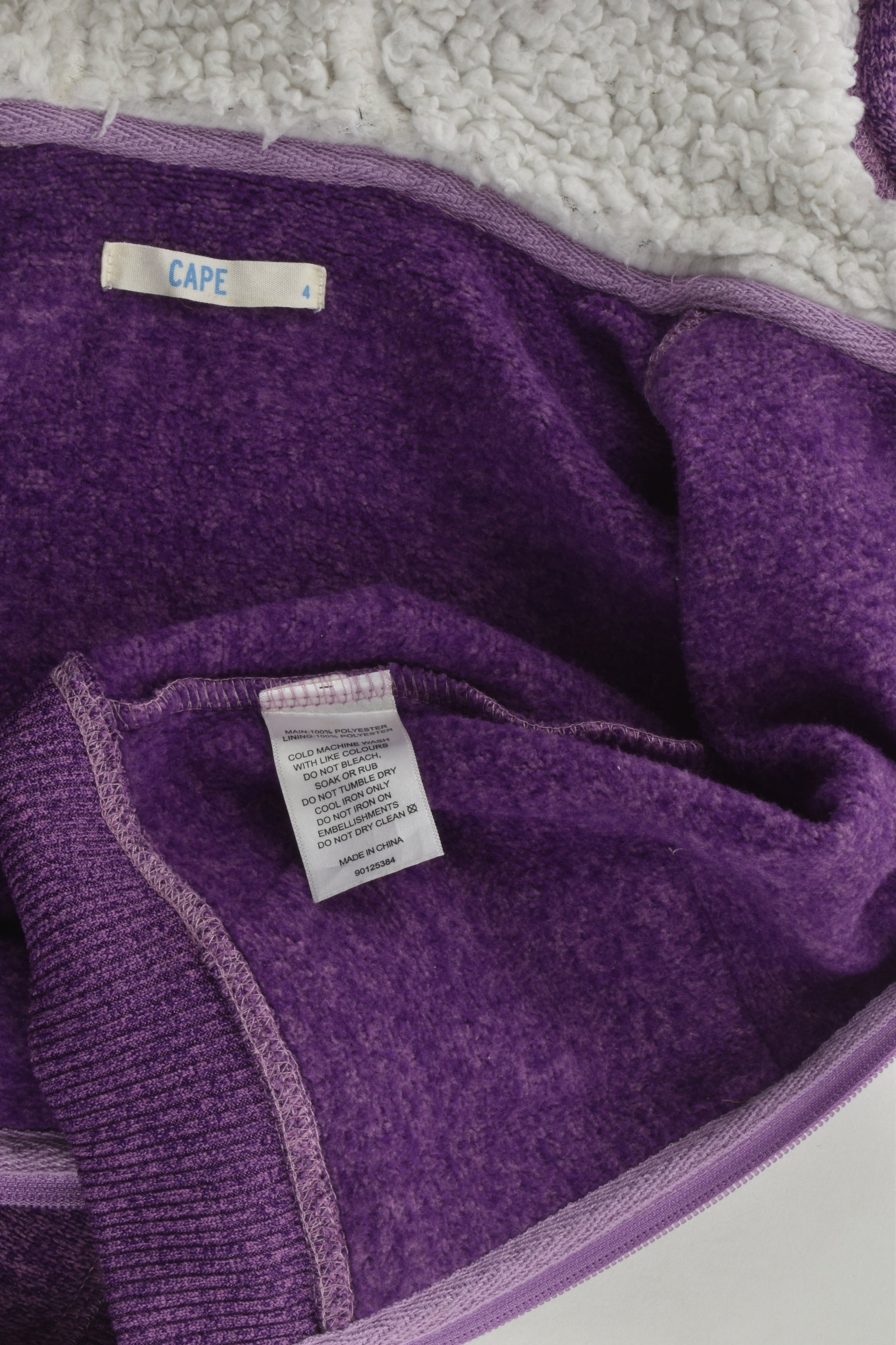 Cape Size 4 Purple Zip Jumper