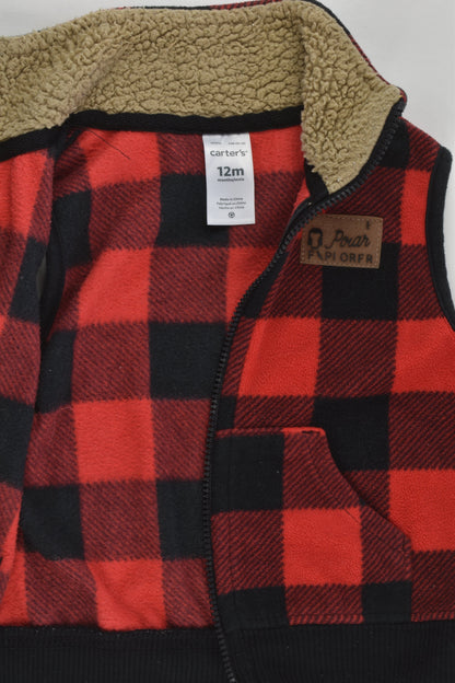 Carter's Size 0 (12 months) Checked 'Polar Explorer' Fleece Vest