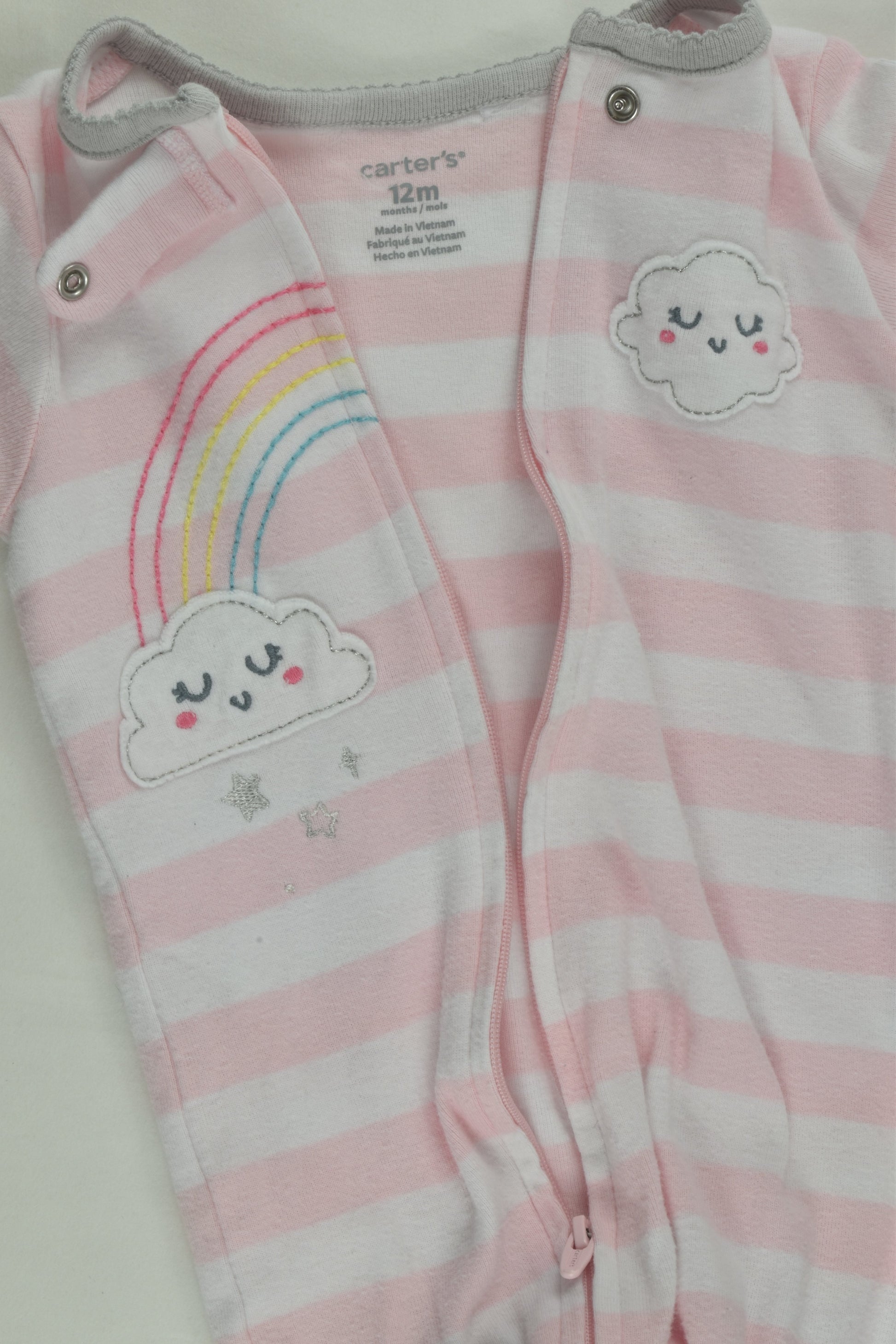 Carter's Size 0 (12 months) Rainbow Footed Romper