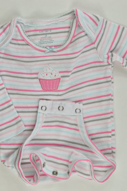 Carter's Size 000 (3 months) Striped Cupcake Bodysuit