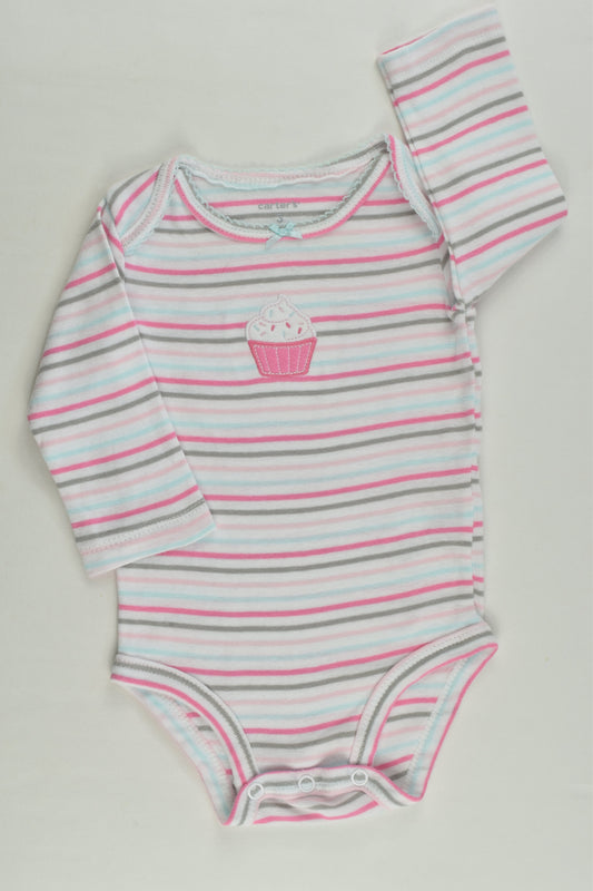 Carter's Size 000 (3 months) Striped Cupcake Bodysuit