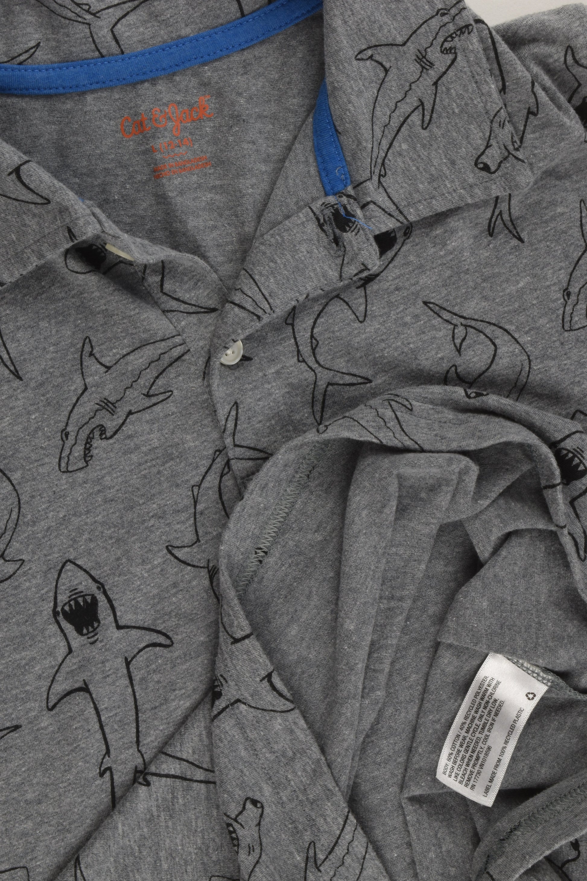 Cat & Jack Size 12-14 Shark Polo Shirt