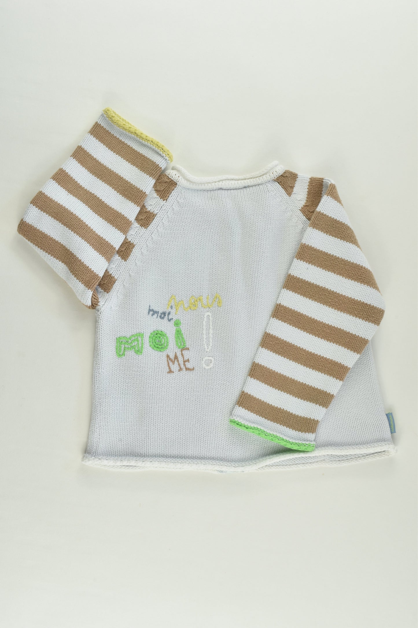 Catimini (France) Size 0-1 (18 months, 81 cm) Monkey Knitted Sip Cardigan