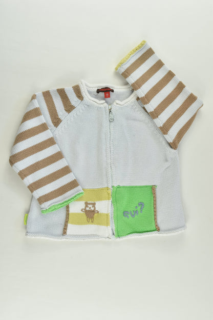 Catimini (France) Size 0-1 (18 months, 81 cm) Monkey Knitted Sip Cardigan
