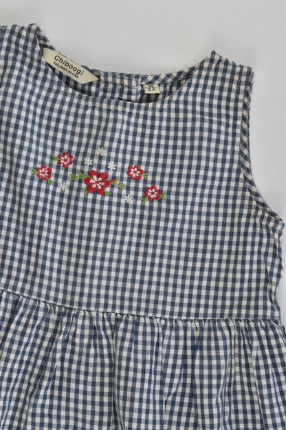 Chiboogi Children by H&M (Old School) Size 3 (98 cm) Checked Dress with Floral Embroidery