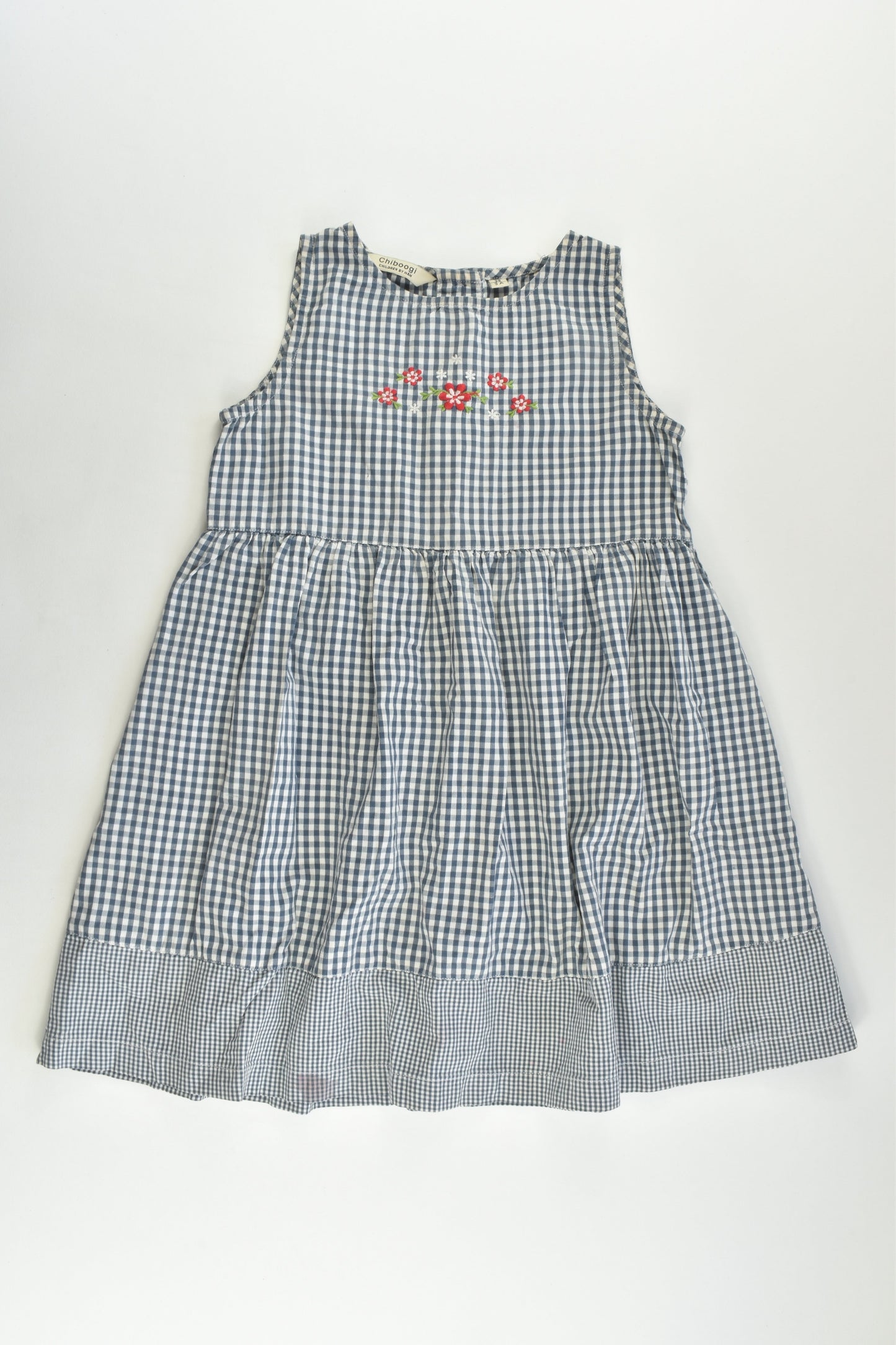 Chiboogi Children by H&M (Old School) Size 3 (98 cm) Checked Dress with Floral Embroidery