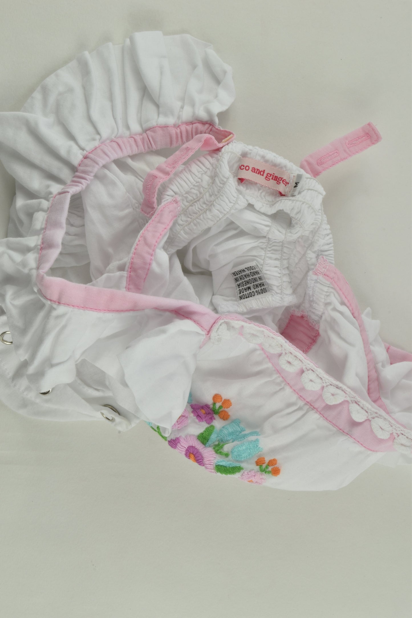 Coco and Ginger Size 1 (M, 12-18 months) Romper with Floral Embroidery