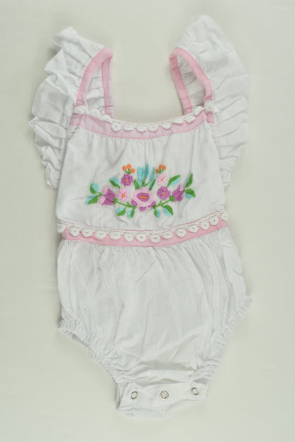 Coco and Ginger Size 1 (M, 12-18 months) Romper with Floral Embroidery