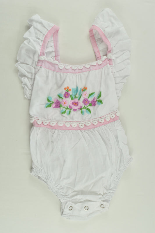 Coco and Ginger Size 1 (M, 12-18 months) Romper with Floral Embroidery