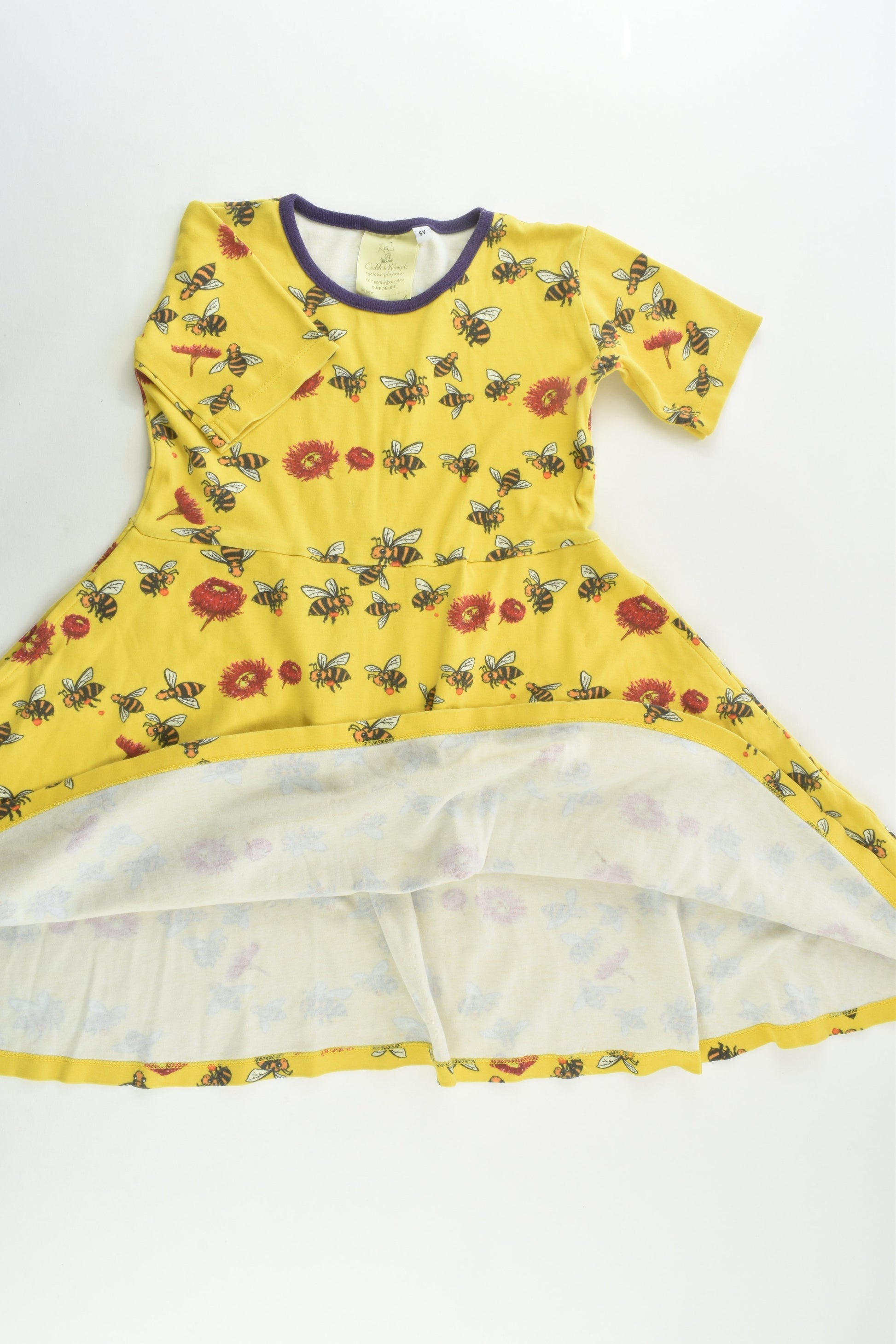 Coddie & Womple Size 5 Bumble Bees Organic Dress
