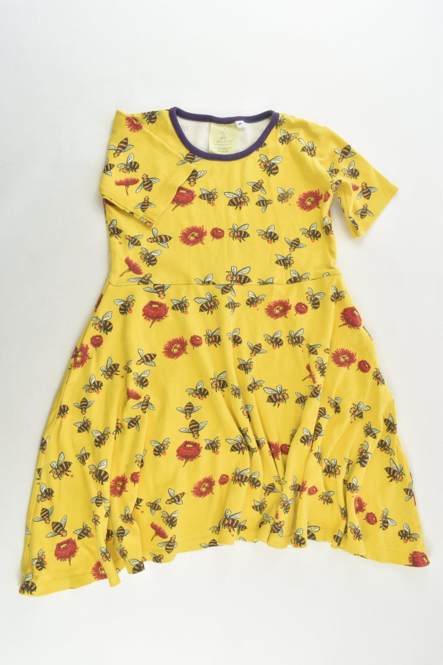 Coddie & Womple Size 5 Bumble Bees Organic Dress