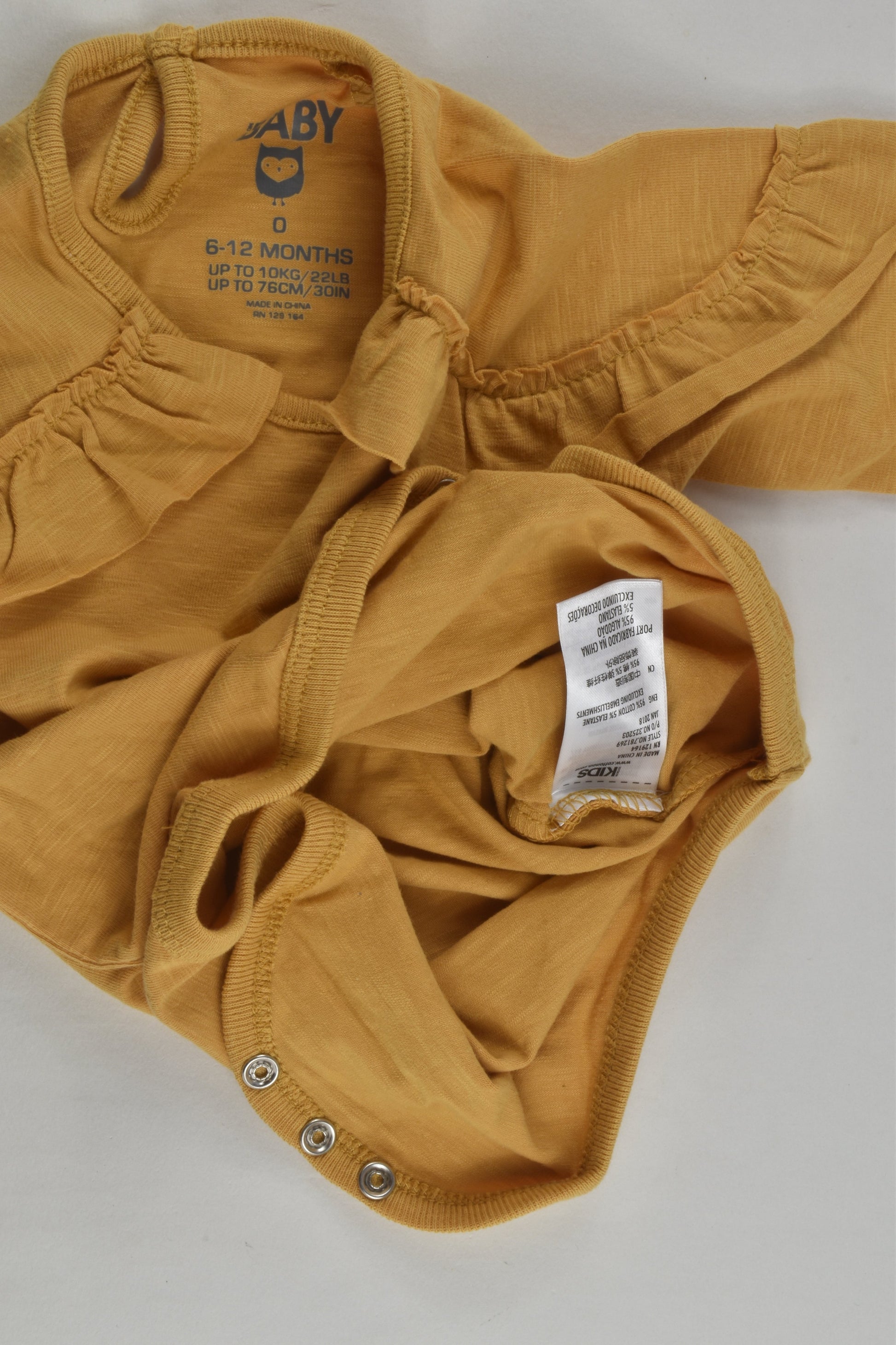 Cotton On Baby Size 0 Mustard Bodysuit