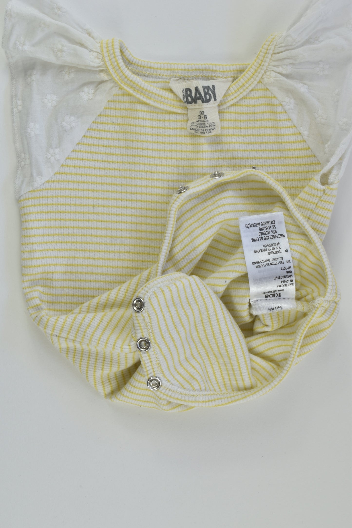 Cotton On Baby Size 00 Ribbed Bodysuit