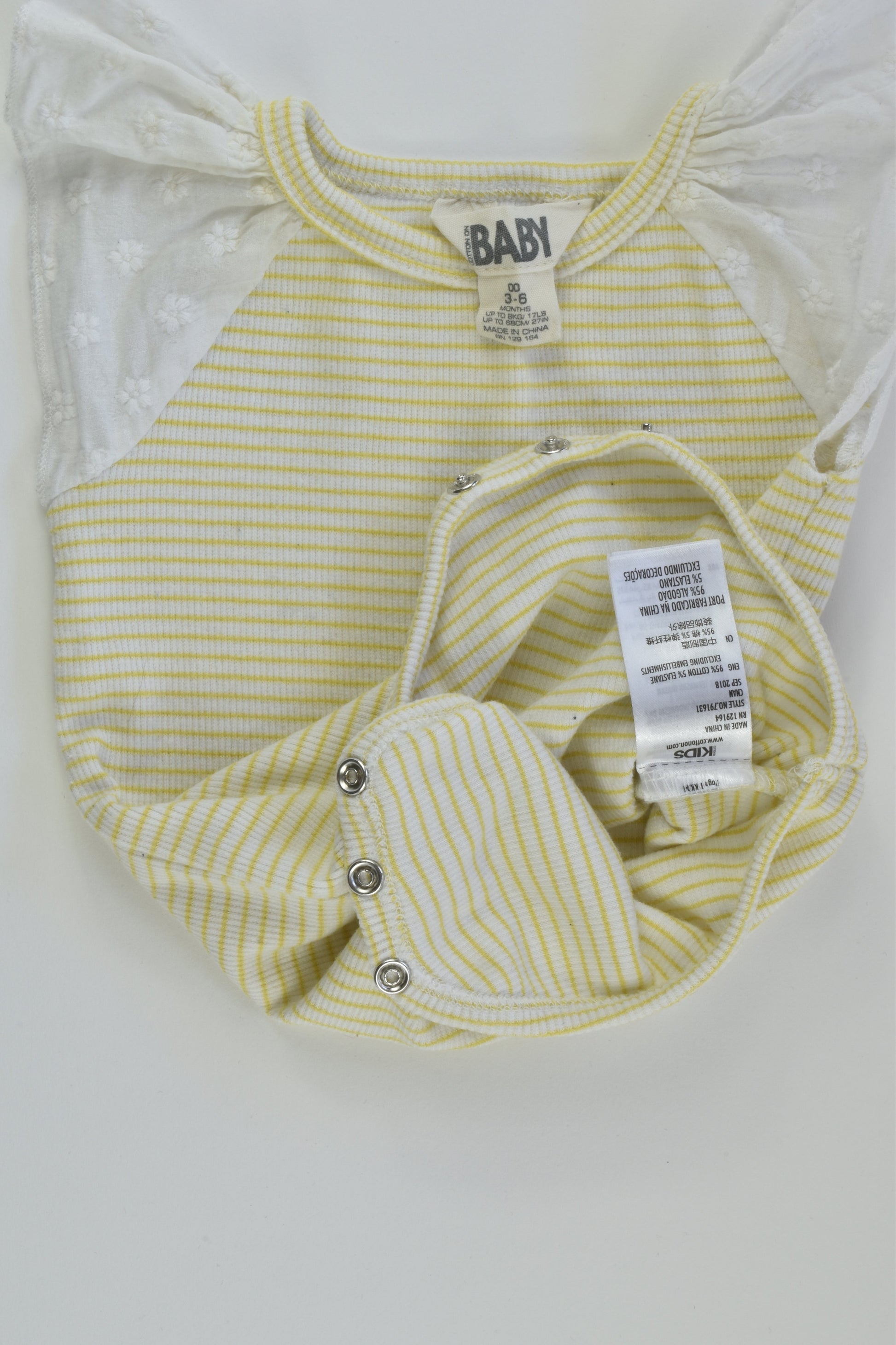 Cotton On Baby Size 00 Ribbed Bodysuit