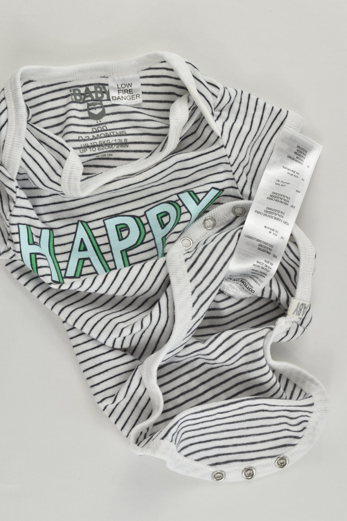 Cotton On Baby Size 000 (0-3 months) 'Happy' Bodysuit