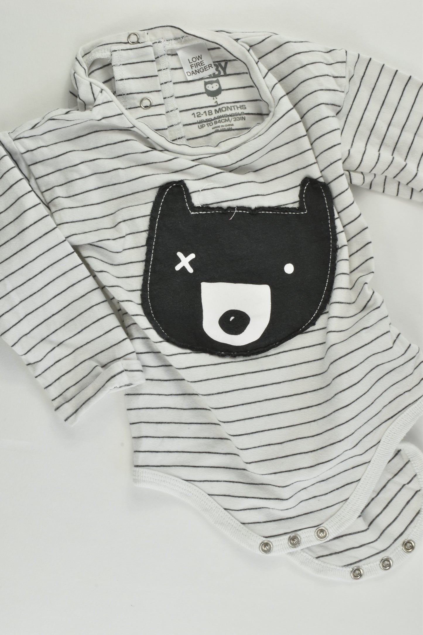 Cotton On Baby Size 1 (12-18 months) Striped Bear Bodysuit