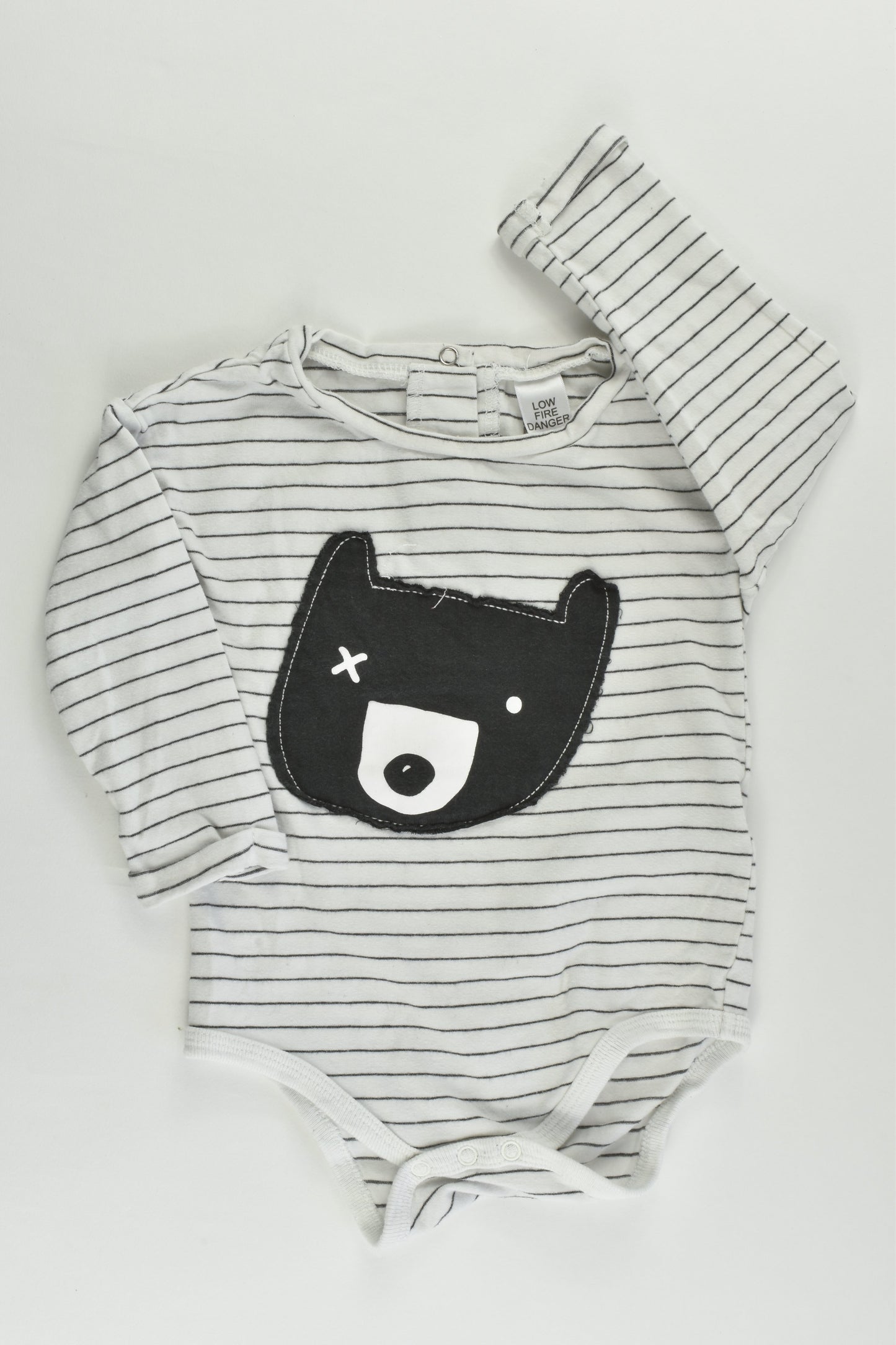 Cotton On Baby Size 1 (12-18 months) Striped Bear Bodysuit
