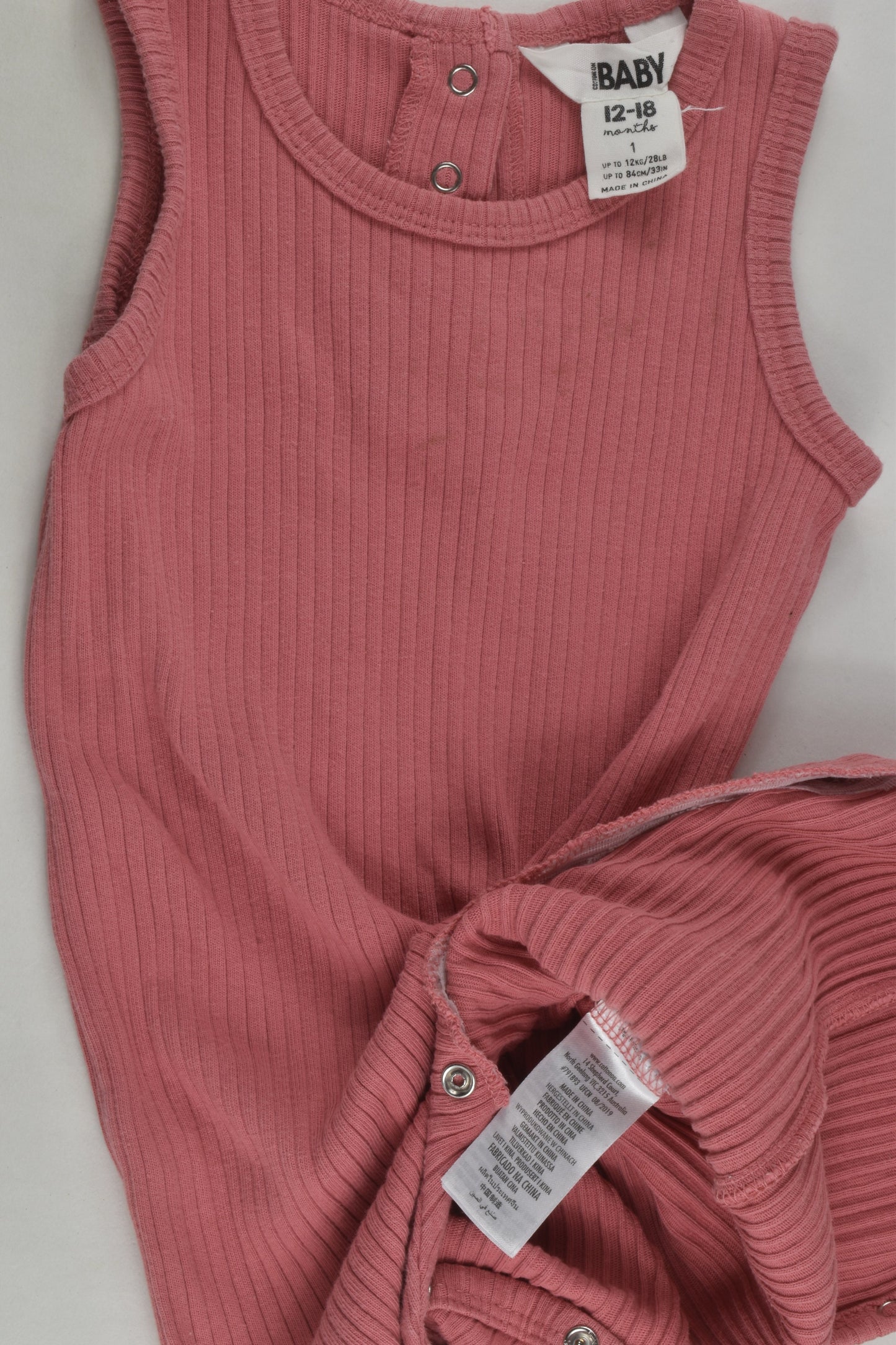 Cotton On Baby Size 1 Ribbed Overalls