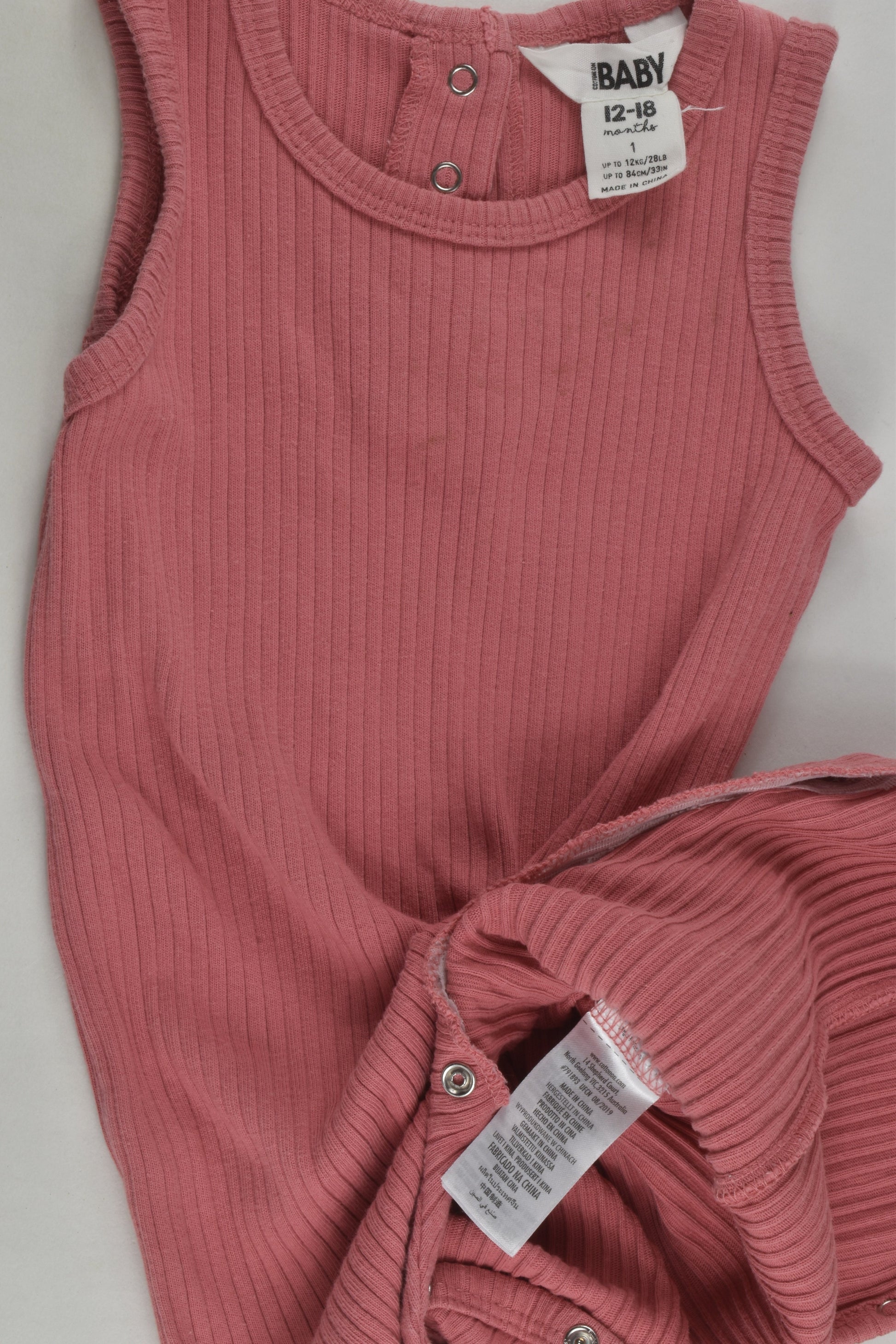 Cotton On Baby Size 1 Ribbed Overalls