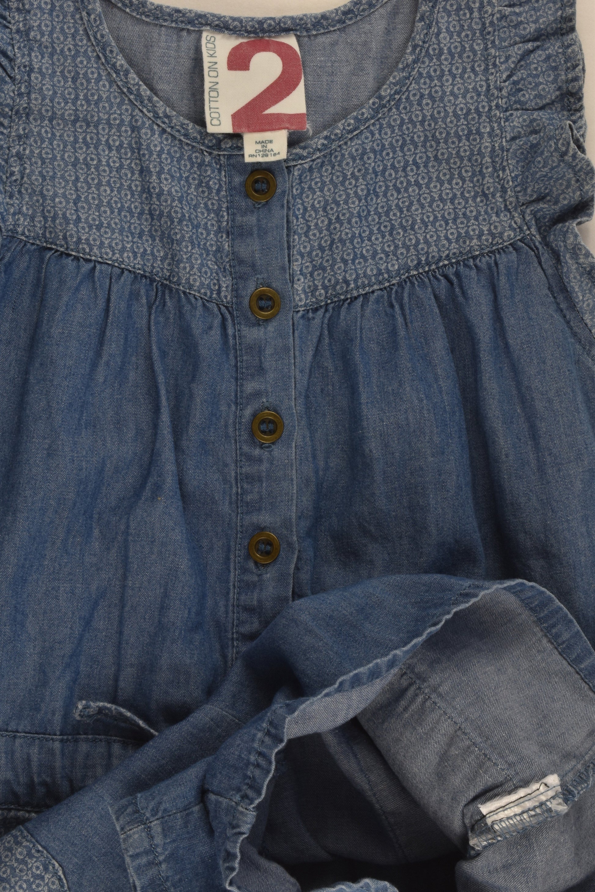 Cotton On Kids Size 2 Lightweight Denim Playsuit