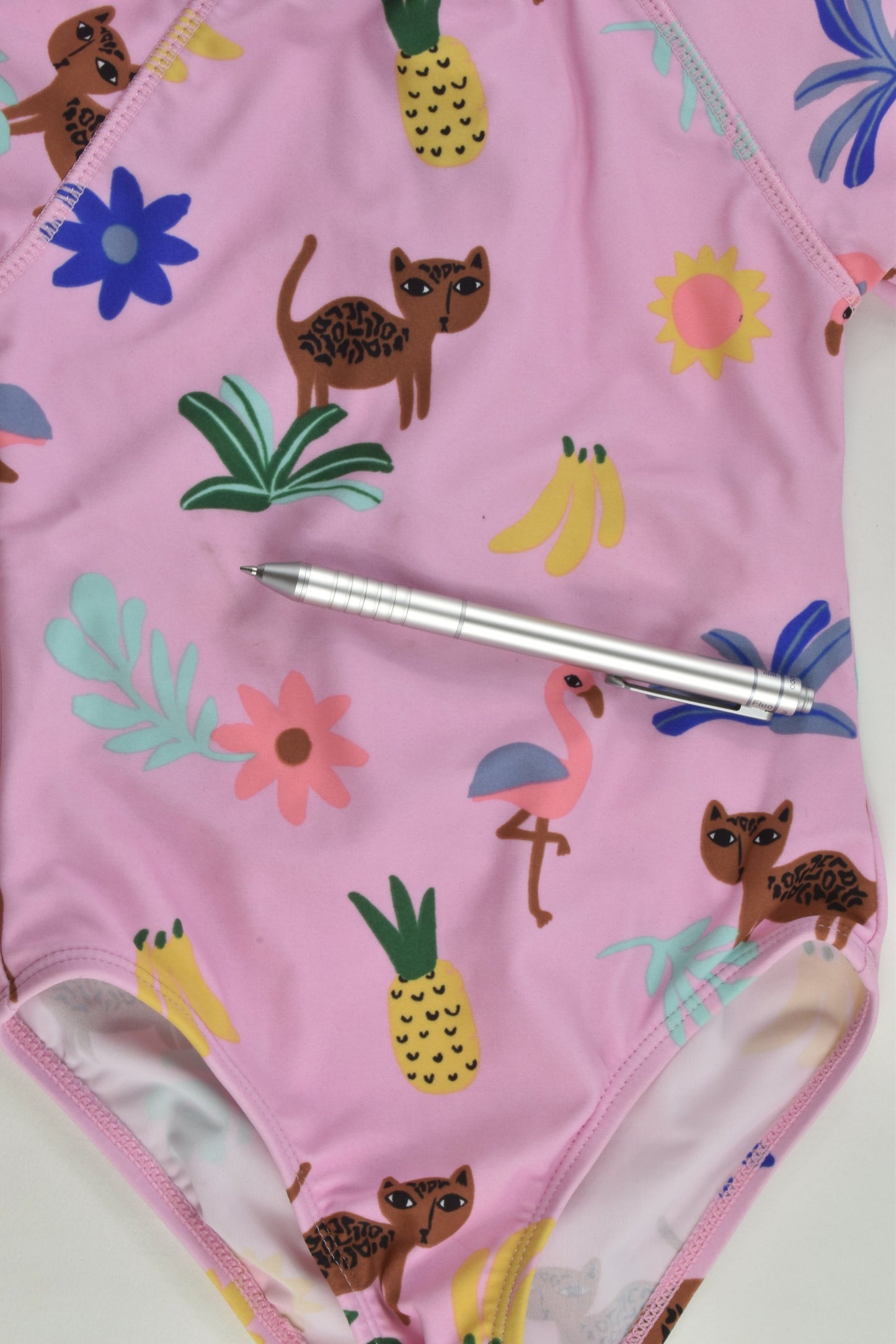 Cotton On Kids Size 2 Lined Lepard and Flamingo Rashie Swim Suit