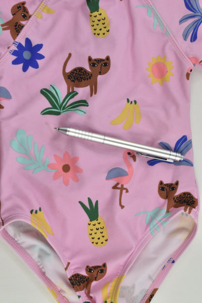 Cotton On Kids Size 2 Lined Lepard and Flamingo Rashie Swim Suit