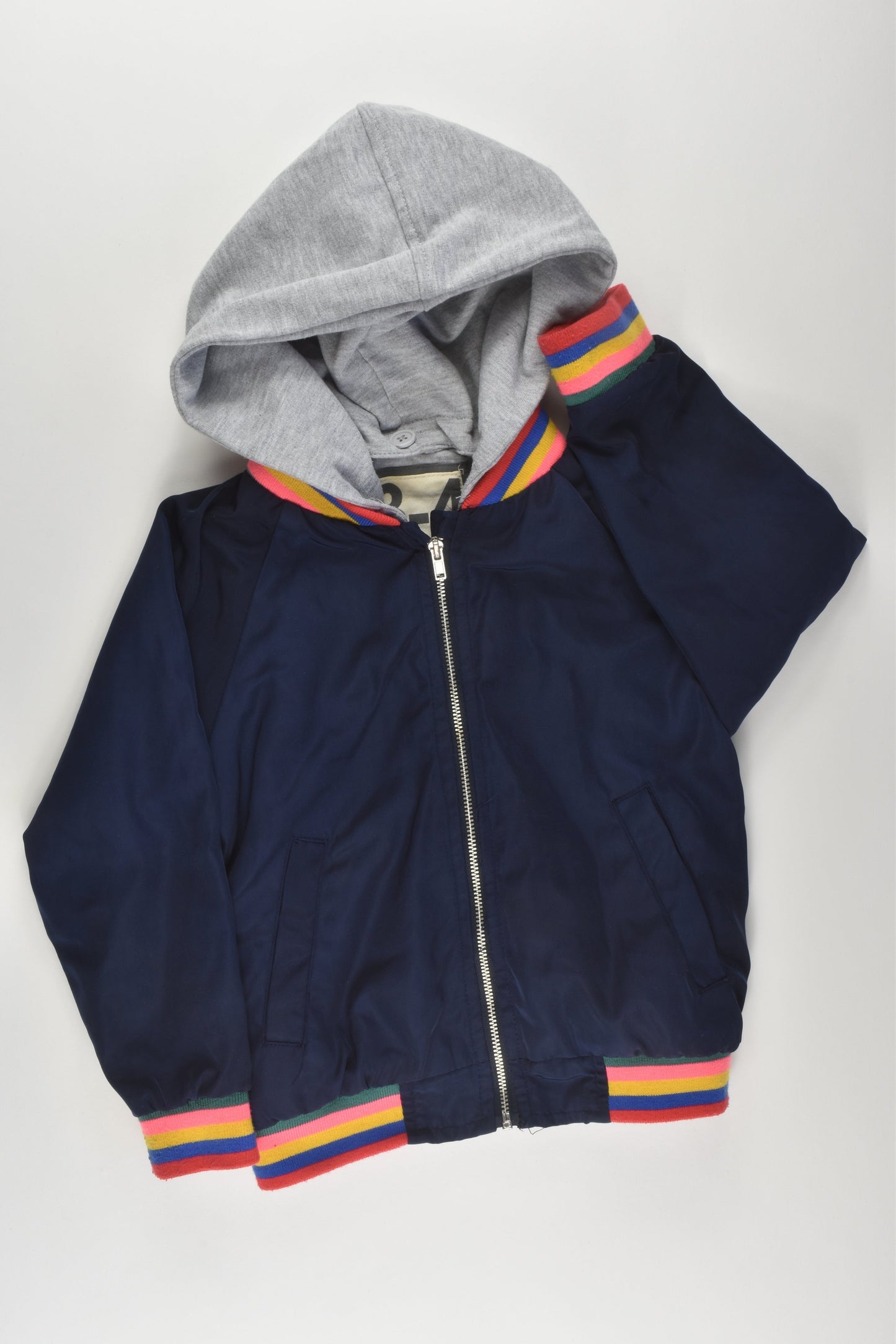 Cotton On Kids Size 3-4 Rainbow Stripes Hooded Jacket