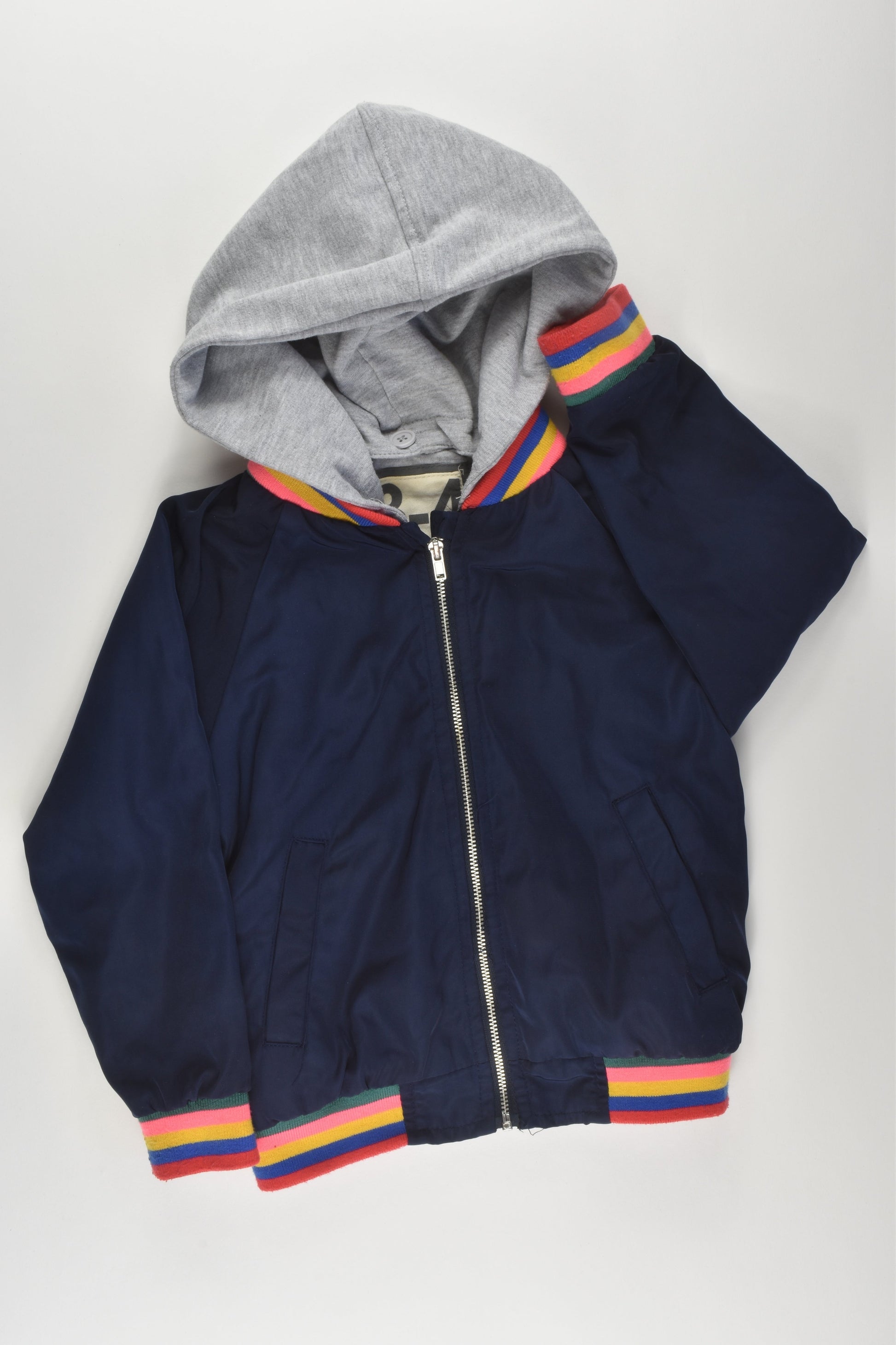 Cotton On Kids Size 3-4 Rainbow Stripes Hooded Jacket