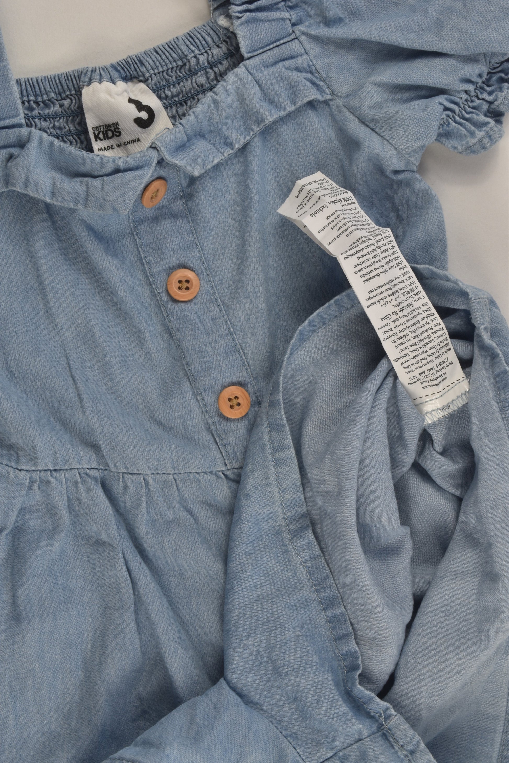 Cotton On Kids Size 3 Lightweight Denim Playsuit