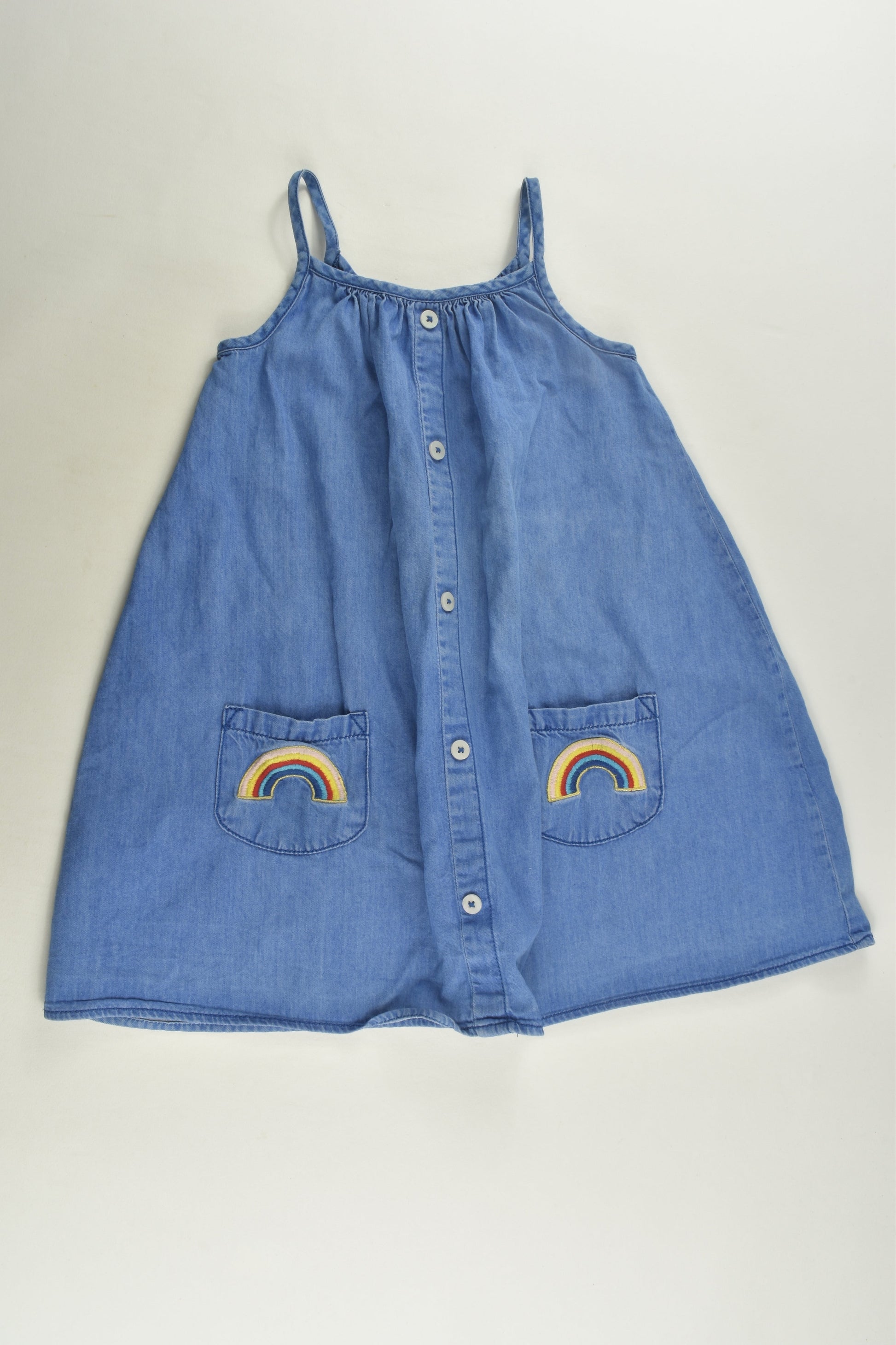Cotton On Kids Size 3 Rainbows Denim Dress