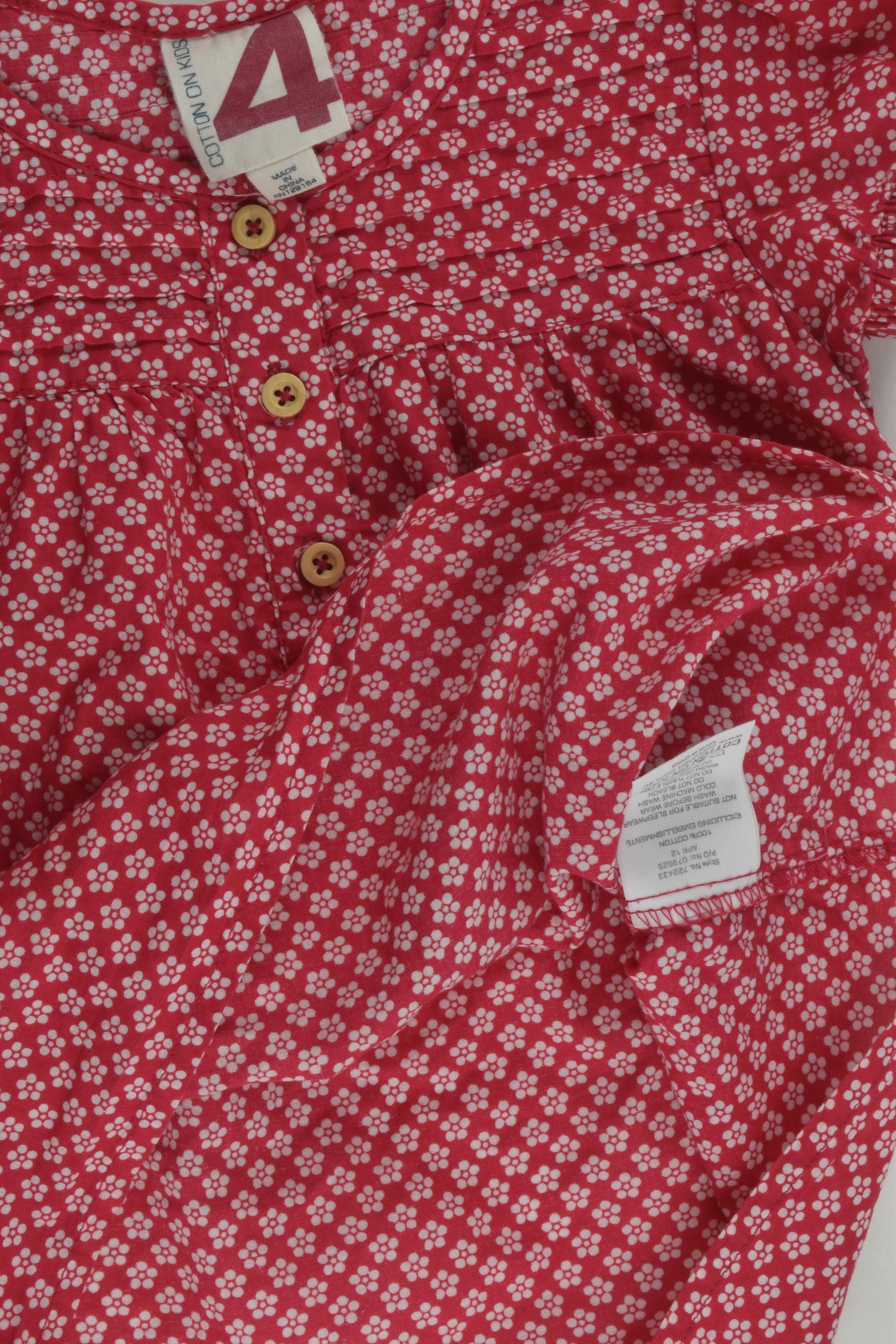 Cotton On Kids Size 4 Retro Flowers Blouse