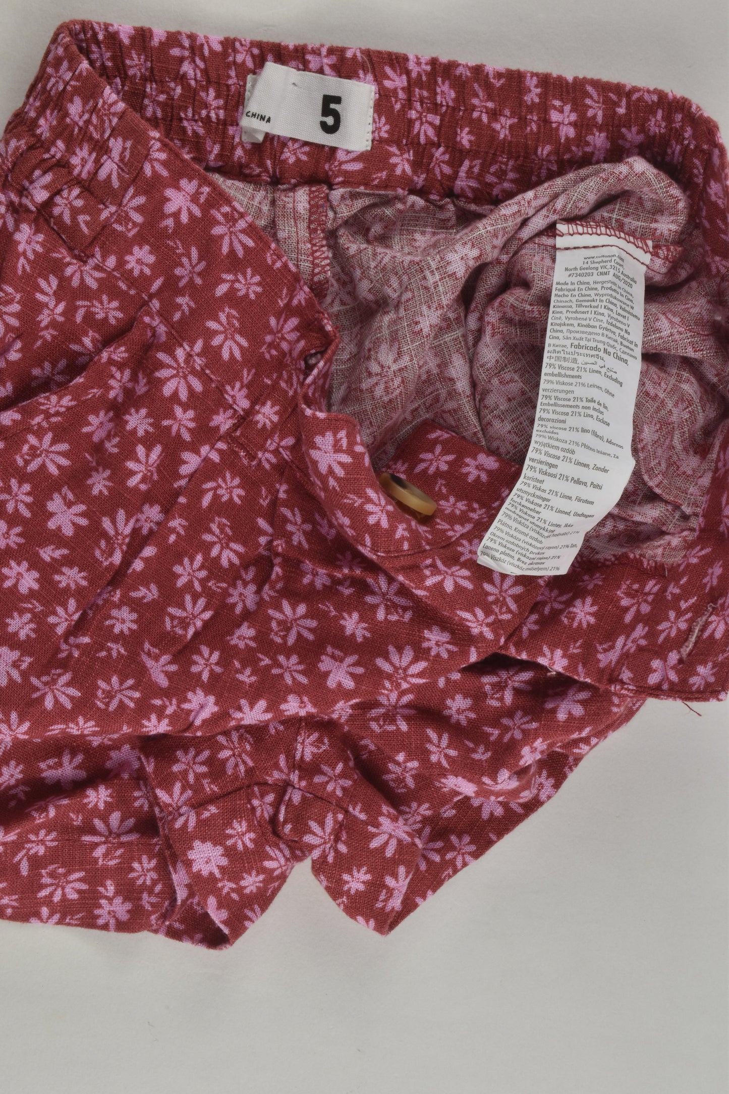 Cotton On Kids Size 5 Linen Blend Shorts