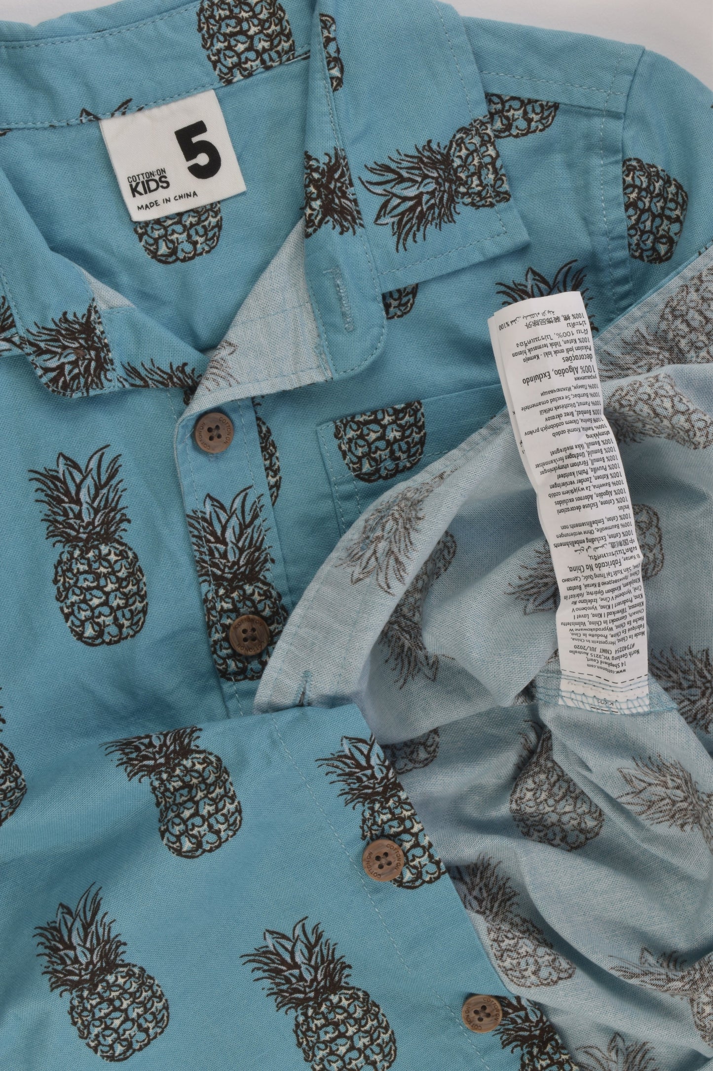 Cotton On Kids Size 5 Pineapples Shirt