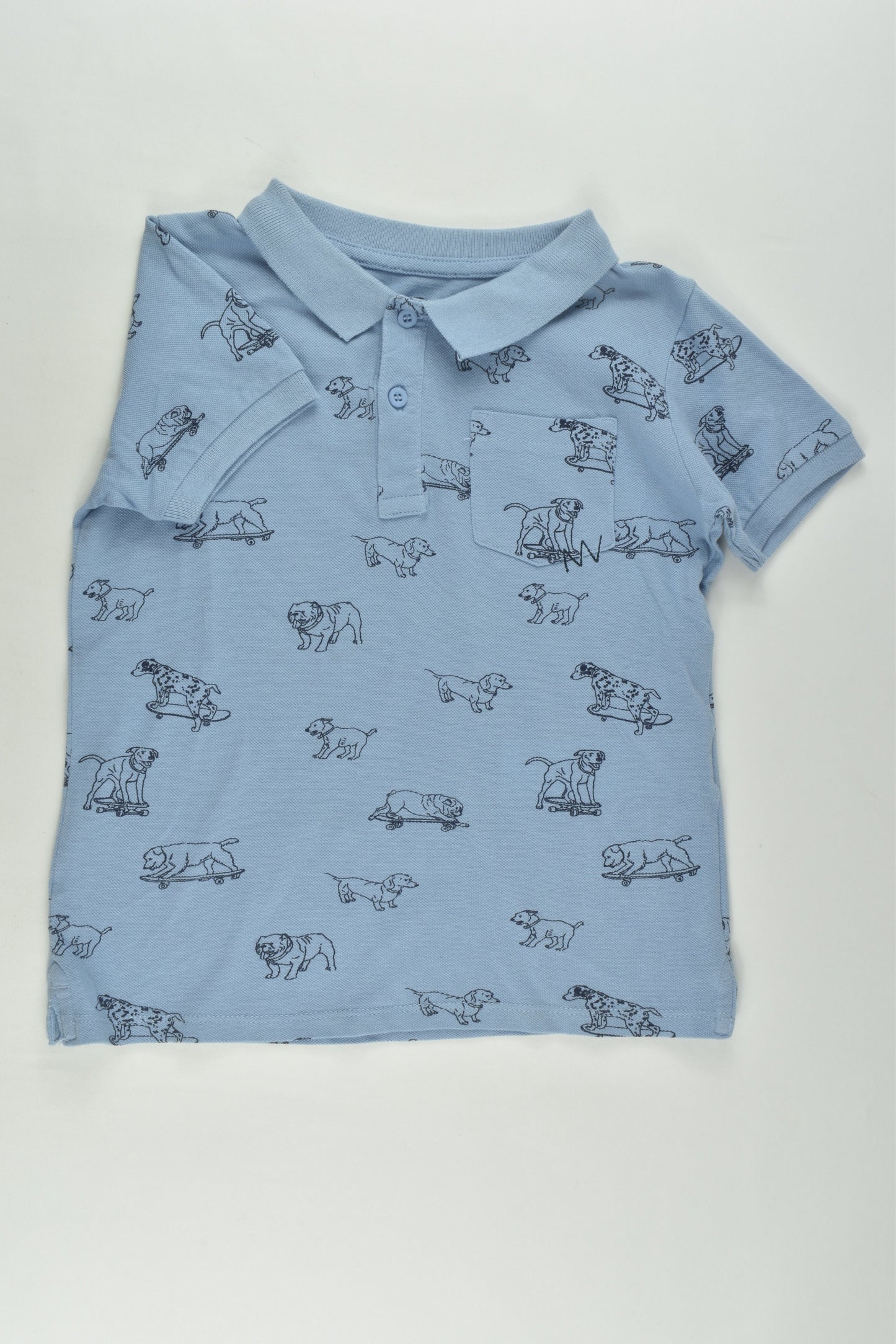 Cotton On Kids Size 6 Dogs and Skateboards Polo Shirt