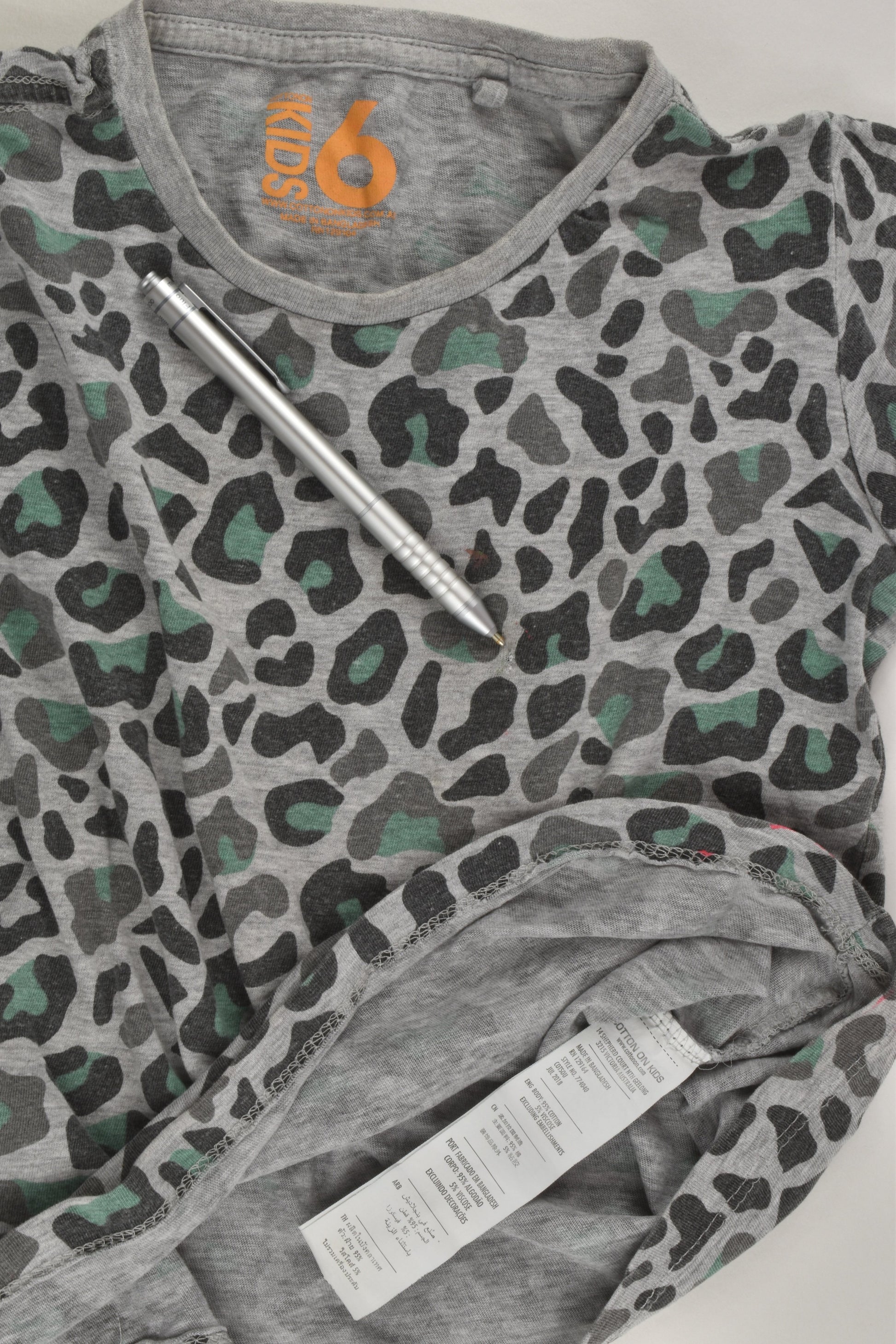 Cotton On Kids Size 6 Leopard Print T-shirt