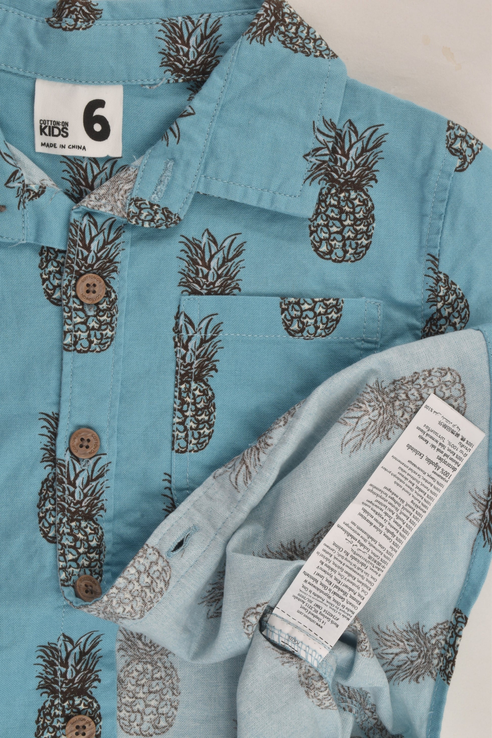 Cotton On Kids Size 6 Pineapples Shirt